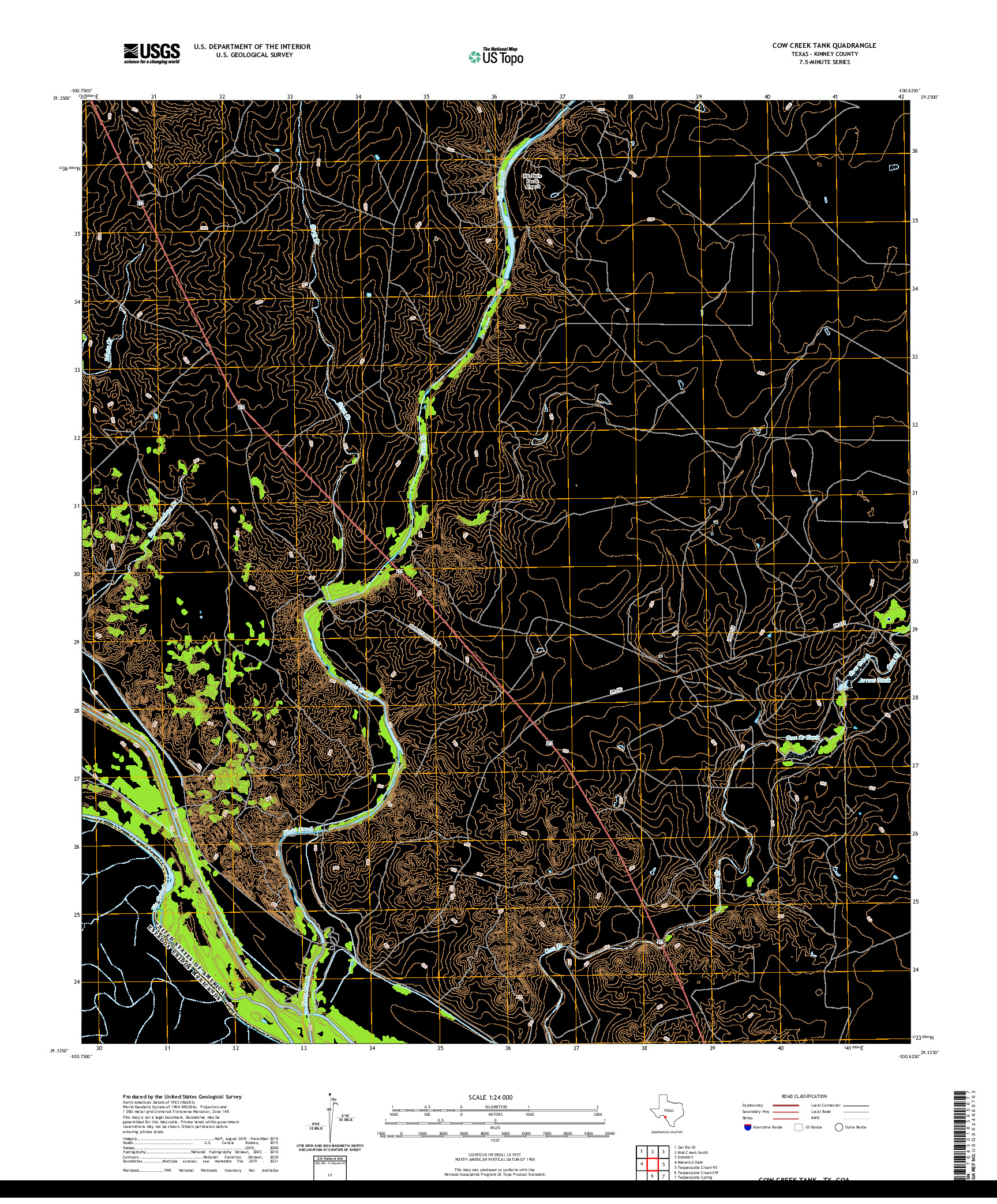 US TOPO 7.5-MINUTE MAP FOR COW CREEK TANK, TX,COA