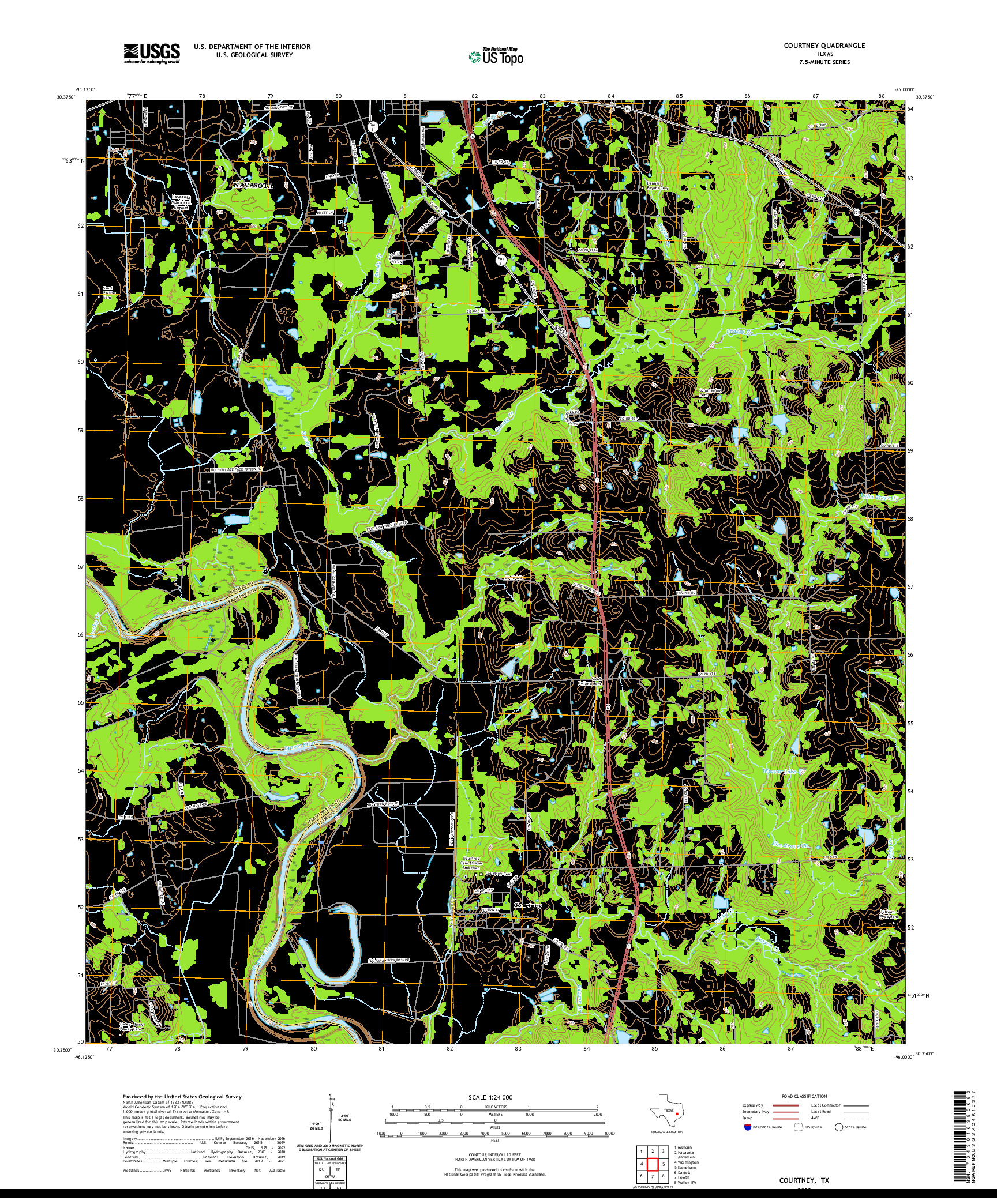 US TOPO 7.5-MINUTE MAP FOR COURTNEY, TX