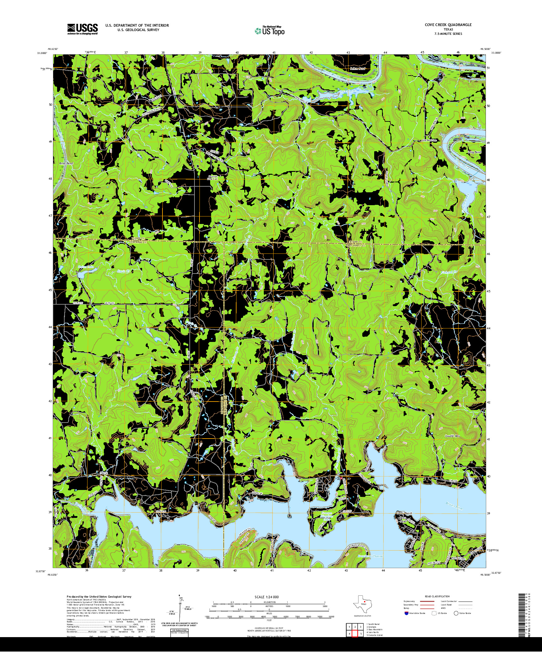 US TOPO 7.5-MINUTE MAP FOR COVE CREEK, TX