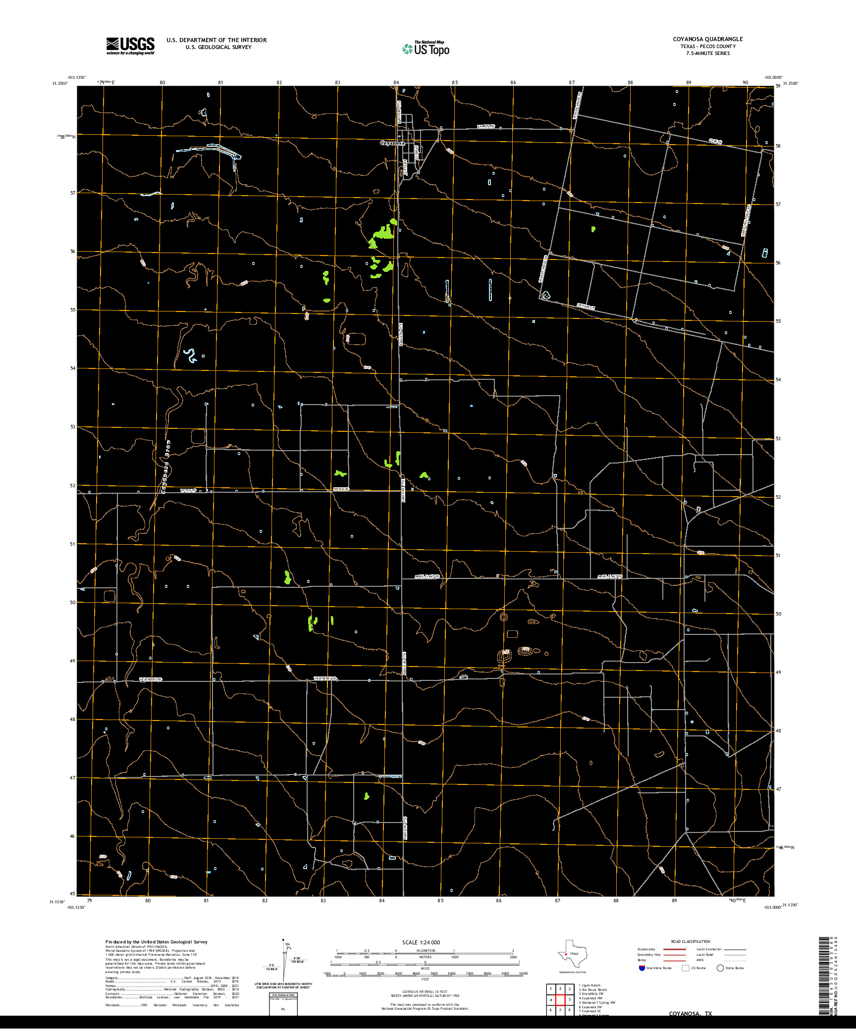 US TOPO 7.5-MINUTE MAP FOR COYANOSA, TX