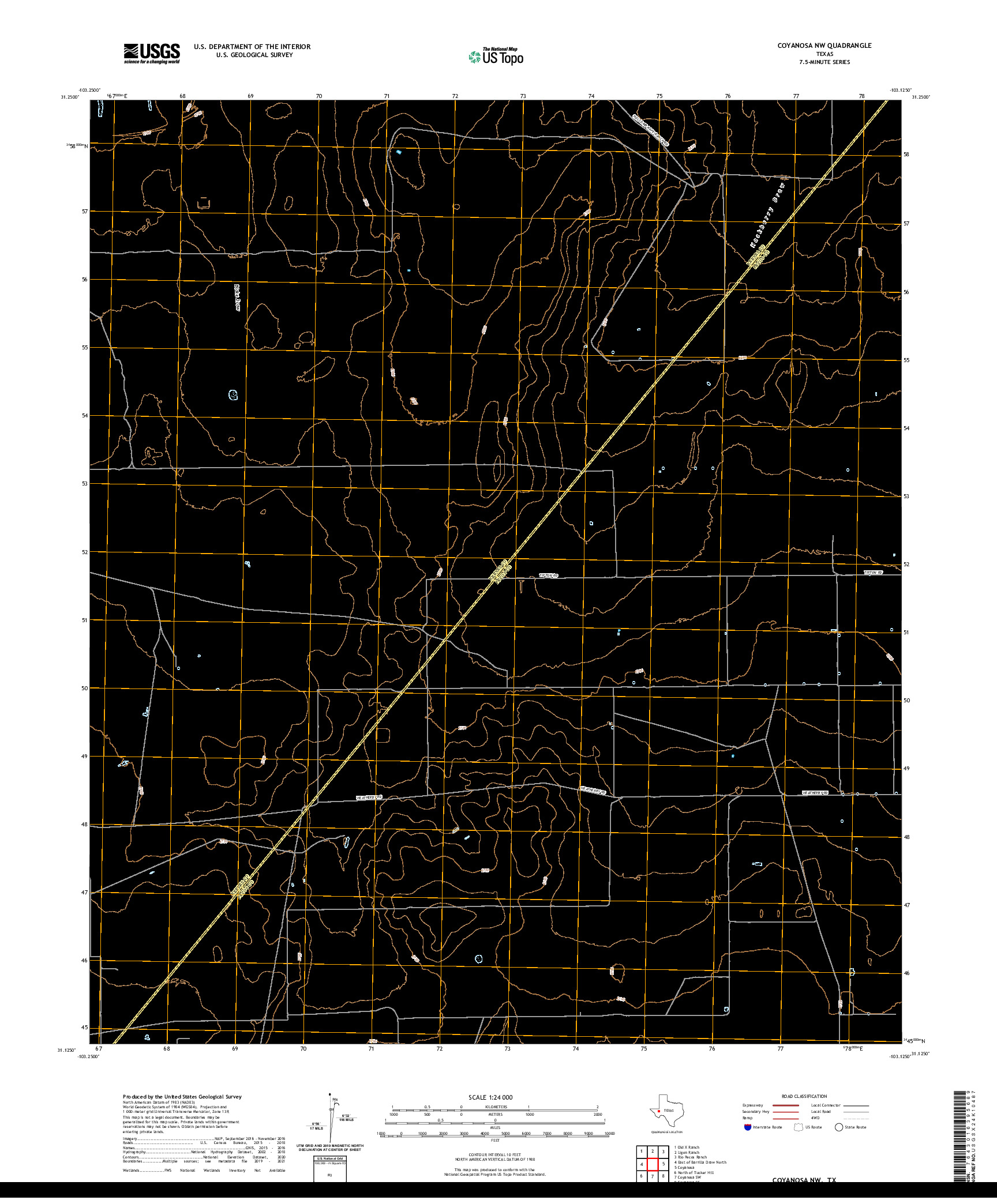 US TOPO 7.5-MINUTE MAP FOR COYANOSA NW, TX