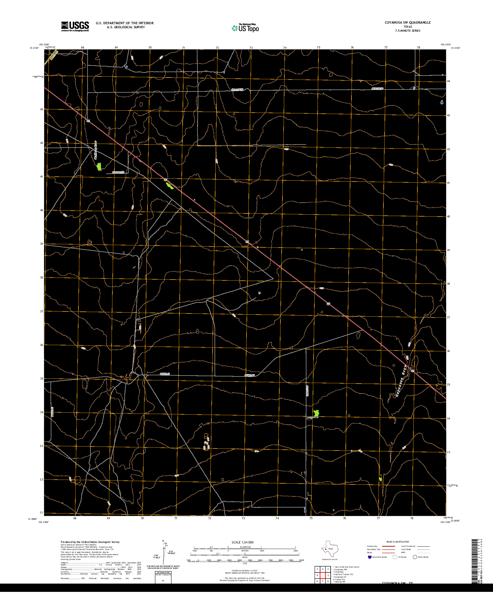 US TOPO 7.5-MINUTE MAP FOR COYANOSA SW, TX