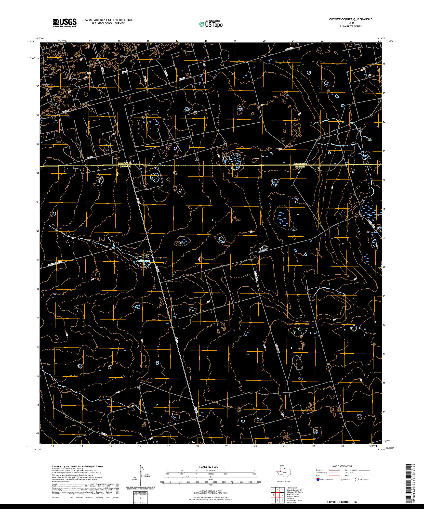 US TOPO 7.5-MINUTE MAP FOR COYOTE CORNER, TX