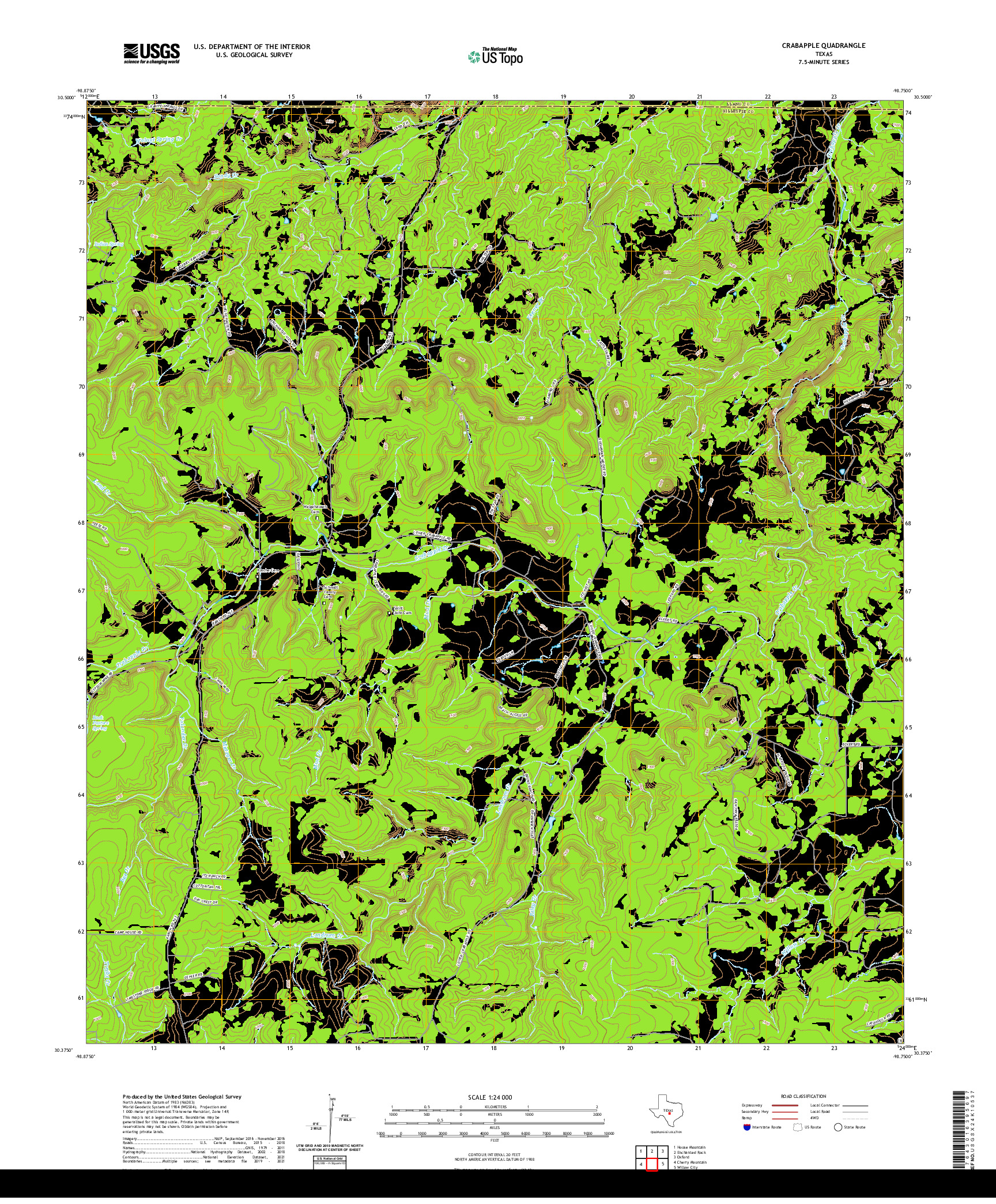 US TOPO 7.5-MINUTE MAP FOR CRABAPPLE, TX