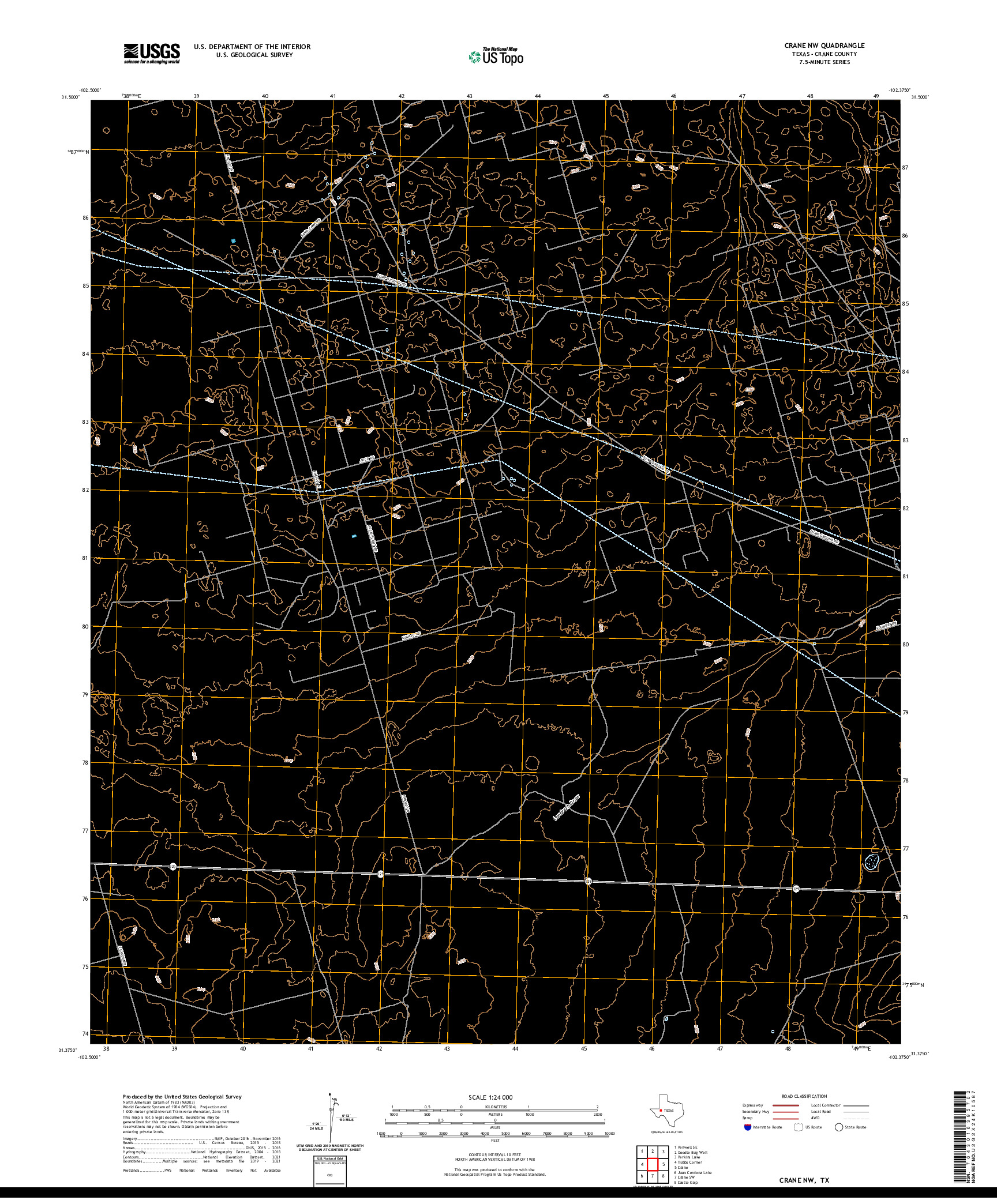 US TOPO 7.5-MINUTE MAP FOR CRANE NW, TX