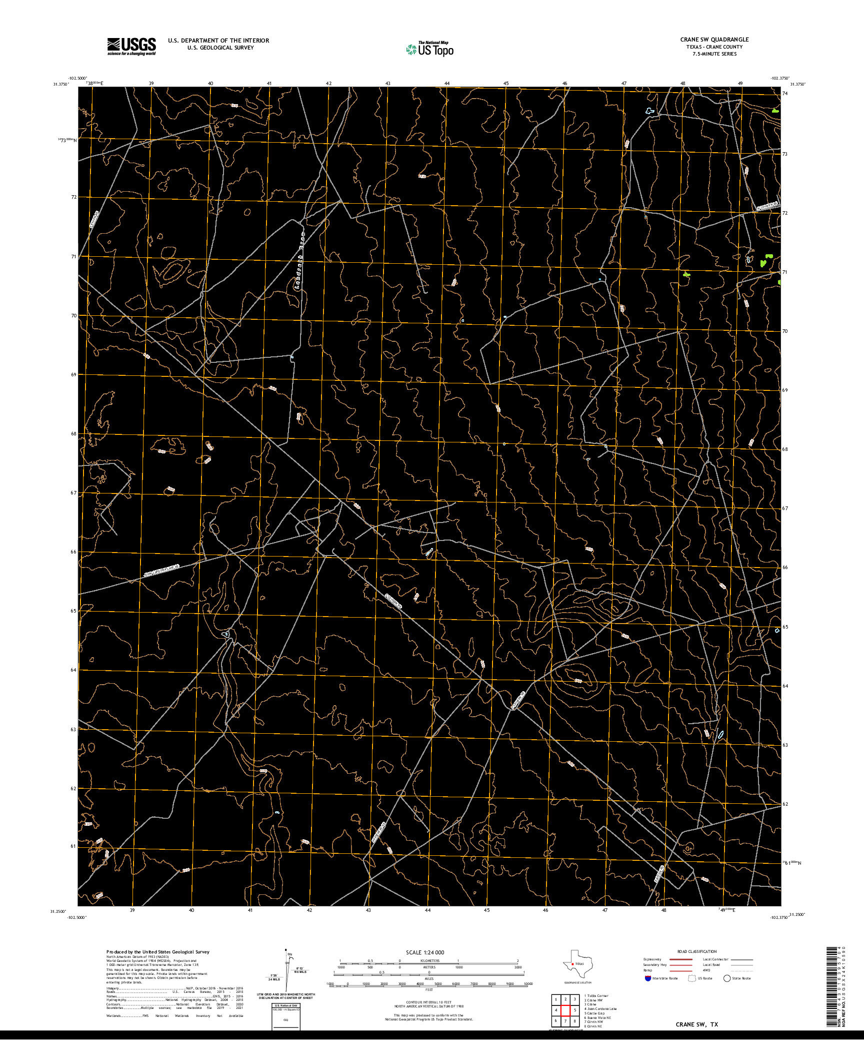 US TOPO 7.5-MINUTE MAP FOR CRANE SW, TX