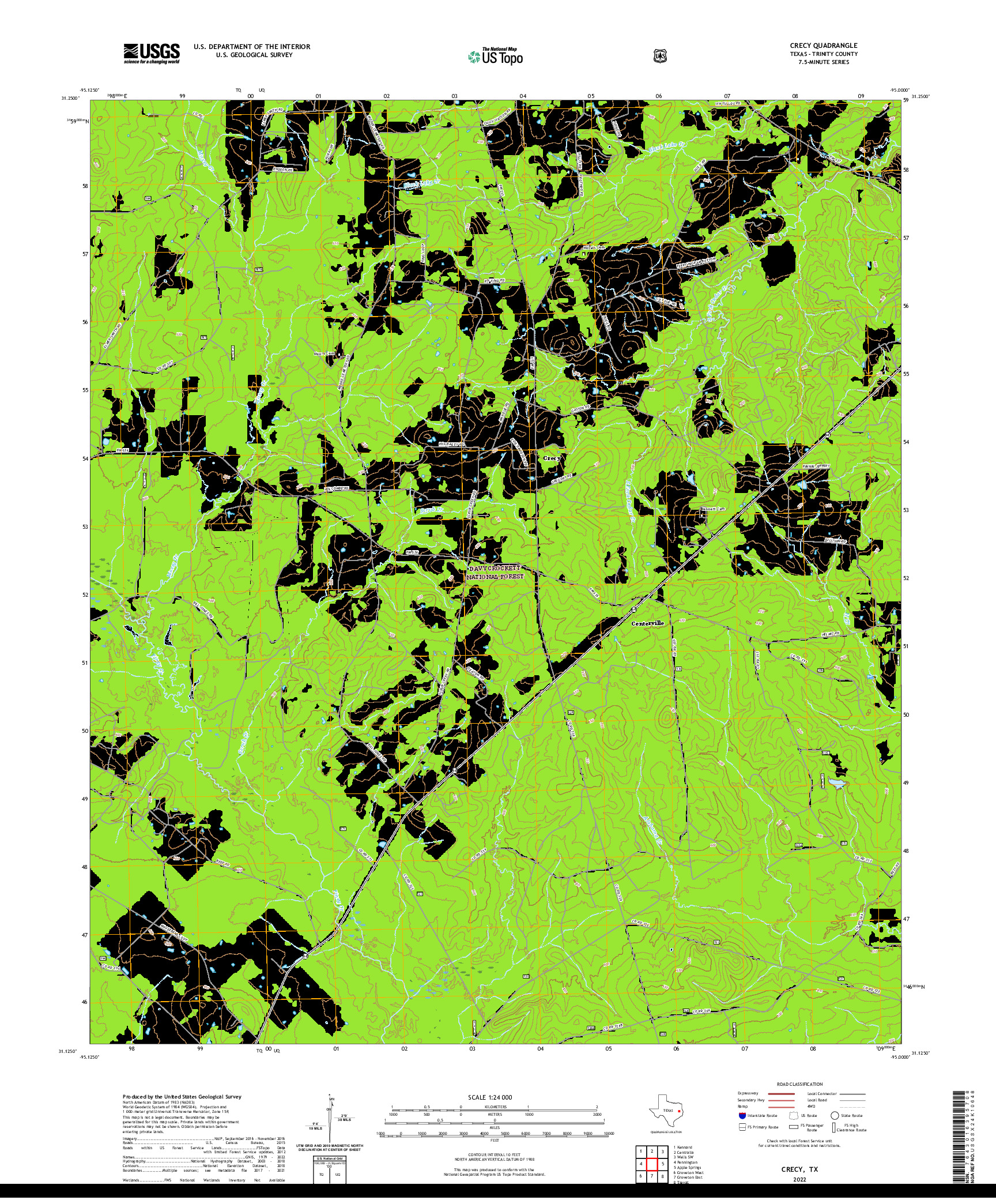 US TOPO 7.5-MINUTE MAP FOR CRECY, TX