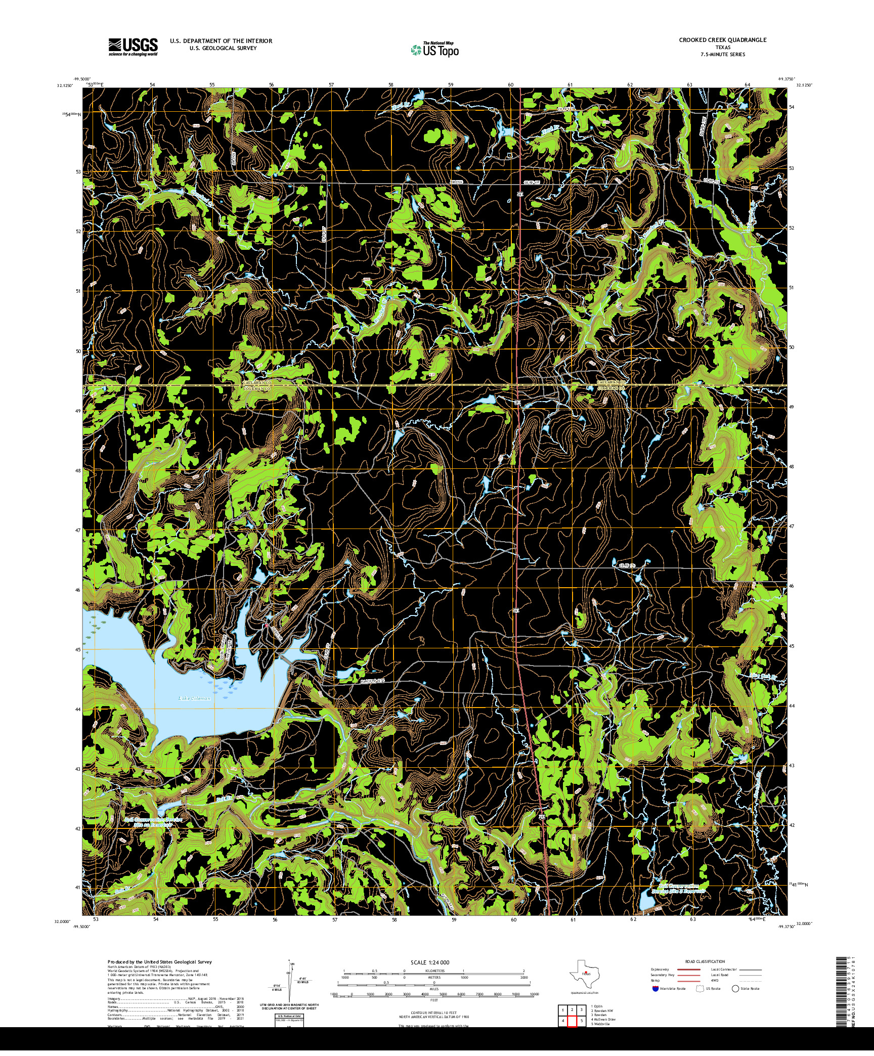 US TOPO 7.5-MINUTE MAP FOR CROOKED CREEK, TX