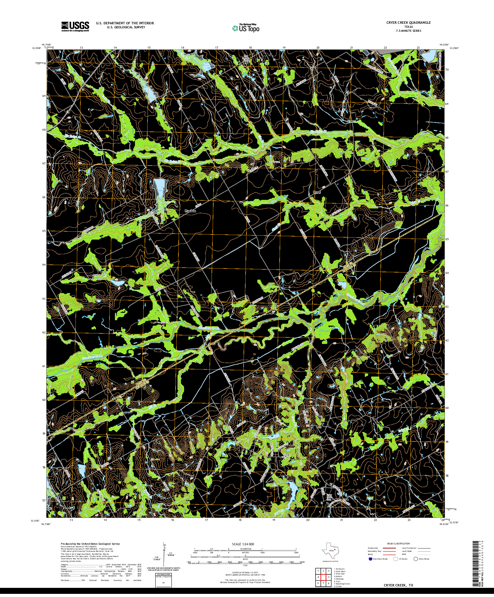 US TOPO 7.5-MINUTE MAP FOR CRYER CREEK, TX