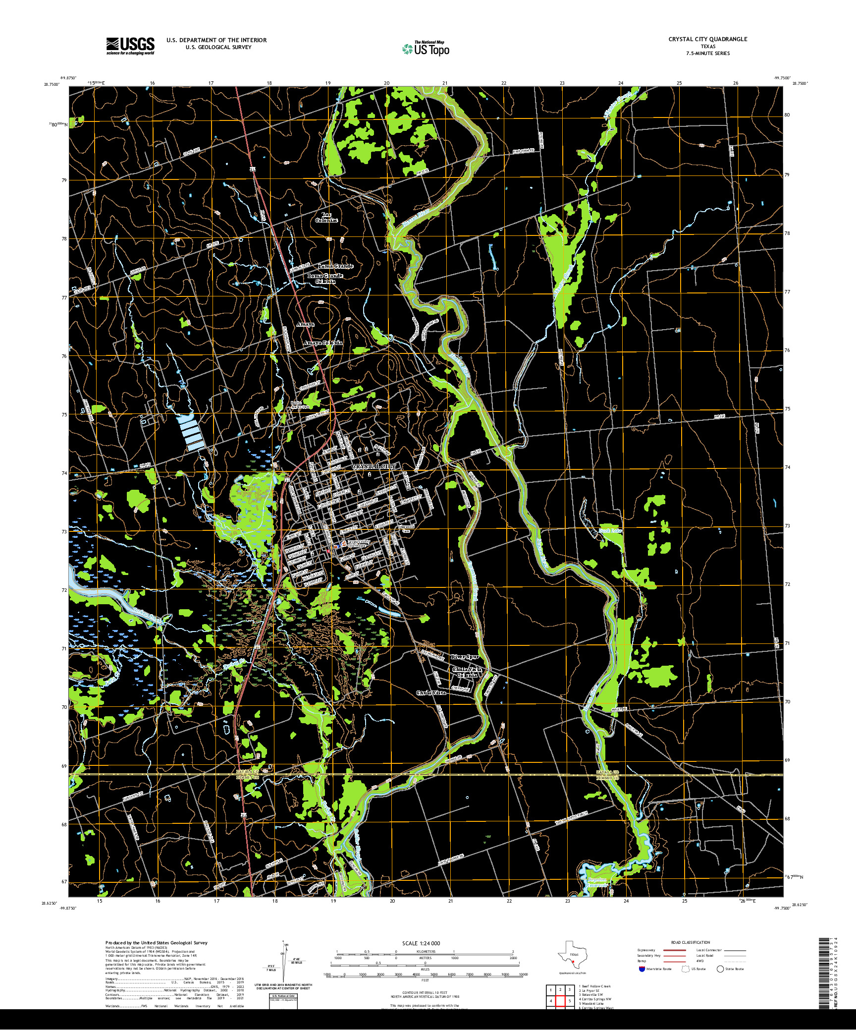 US TOPO 7.5-MINUTE MAP FOR CRYSTAL CITY, TX