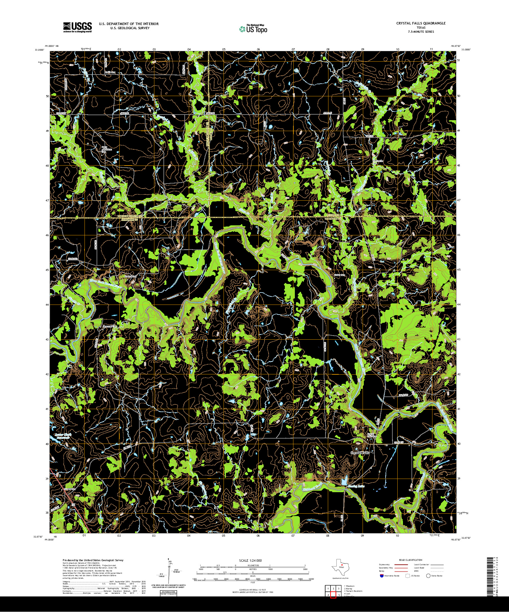 US TOPO 7.5-MINUTE MAP FOR CRYSTAL FALLS, TX