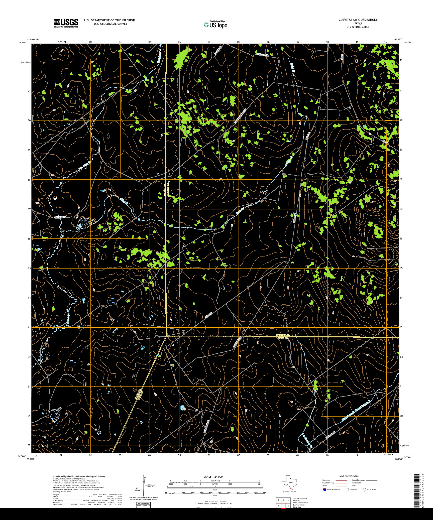 US TOPO 7.5-MINUTE MAP FOR CUEVITAS SW, TX