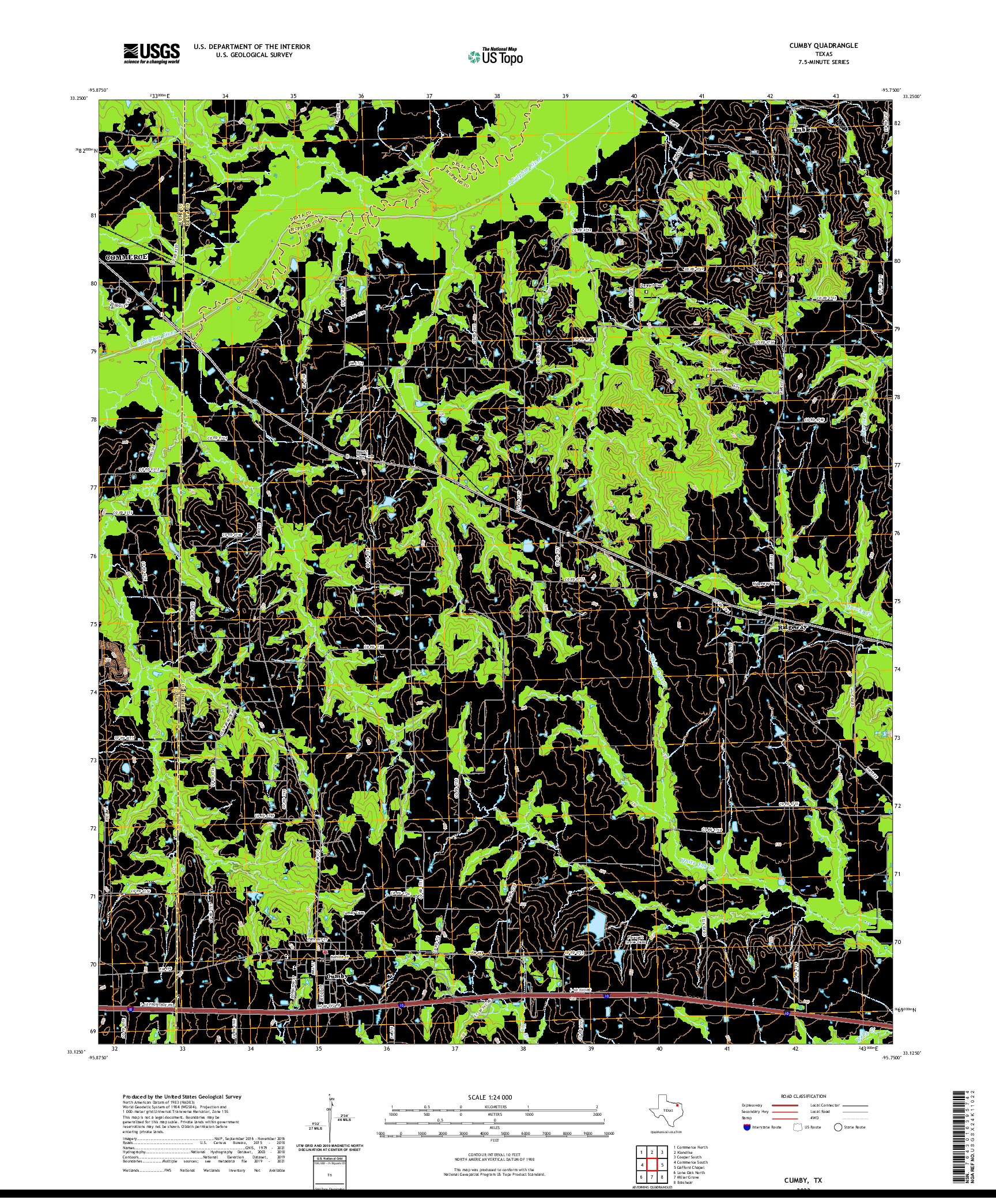 US TOPO 7.5-MINUTE MAP FOR CUMBY, TX