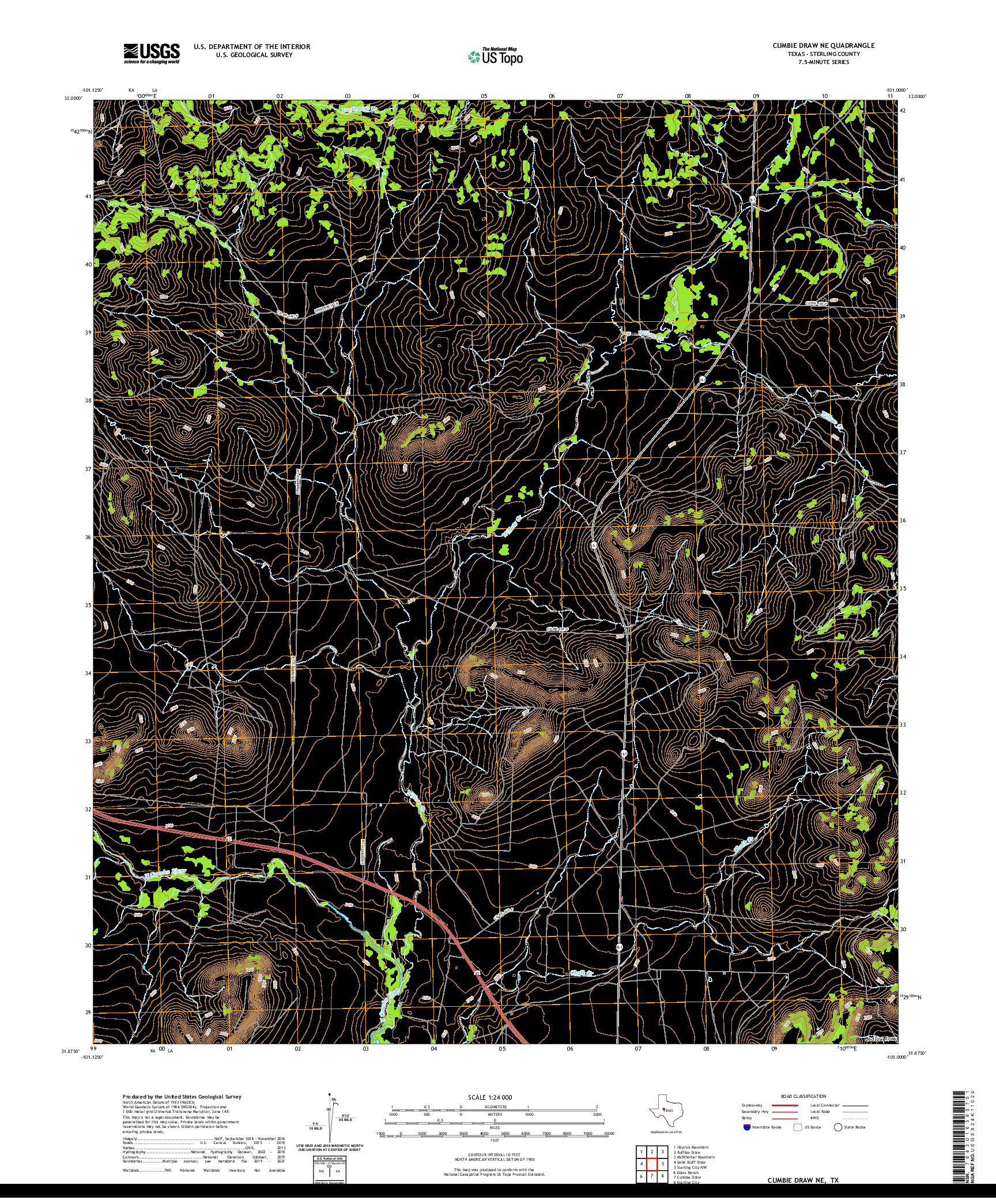 US TOPO 7.5-MINUTE MAP FOR CUMBIE DRAW NE, TX