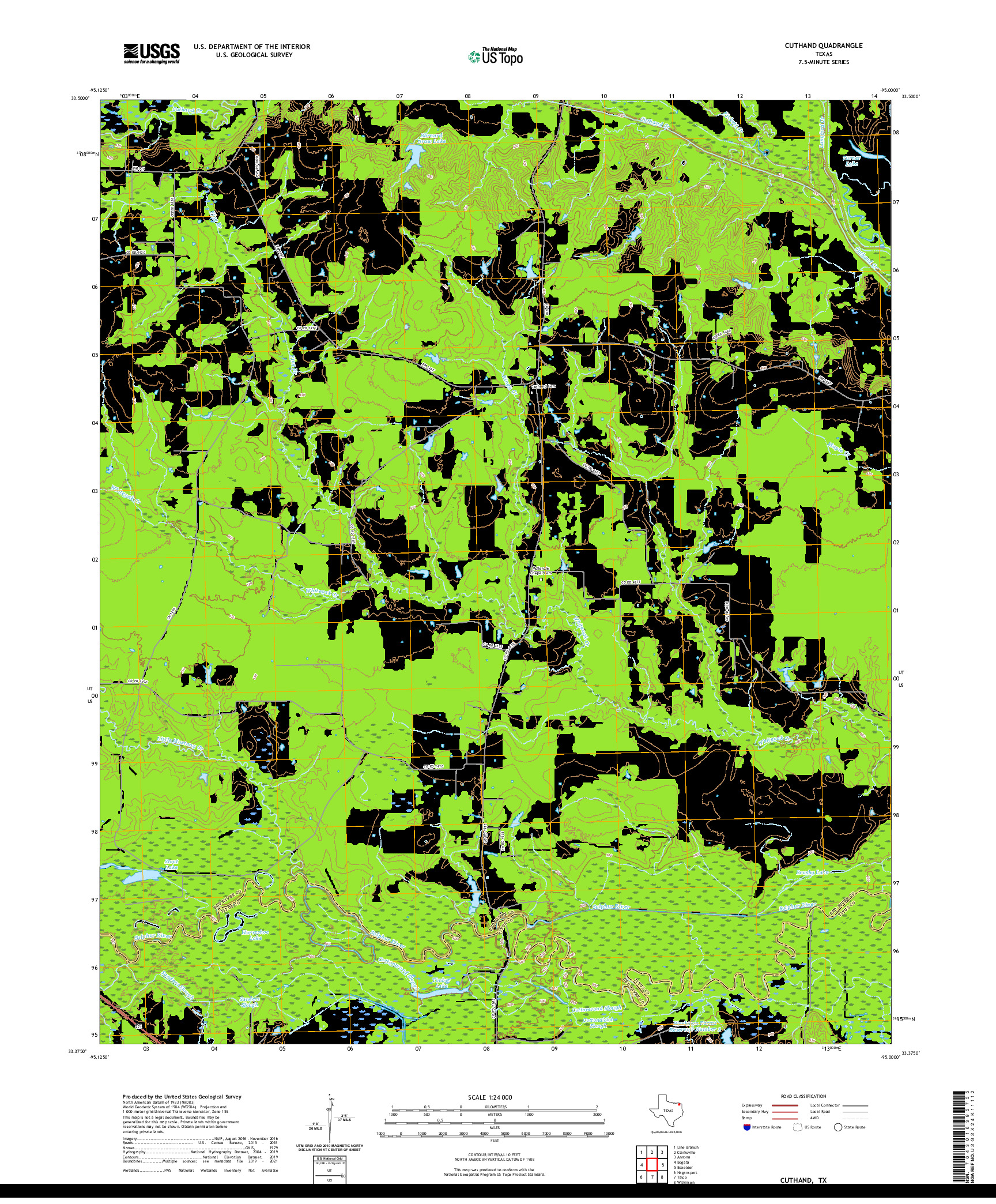 US TOPO 7.5-MINUTE MAP FOR CUTHAND, TX