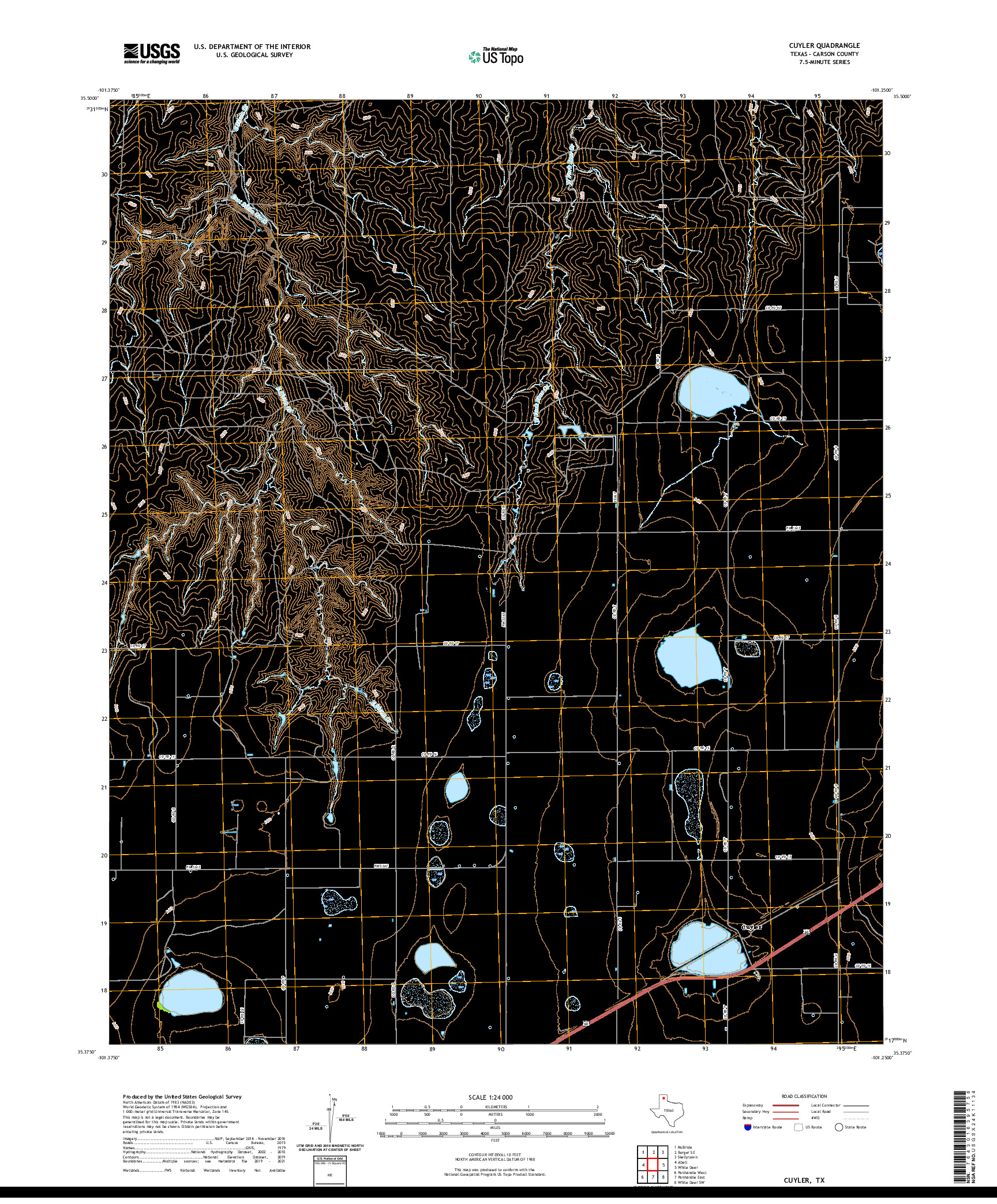 US TOPO 7.5-MINUTE MAP FOR CUYLER, TX