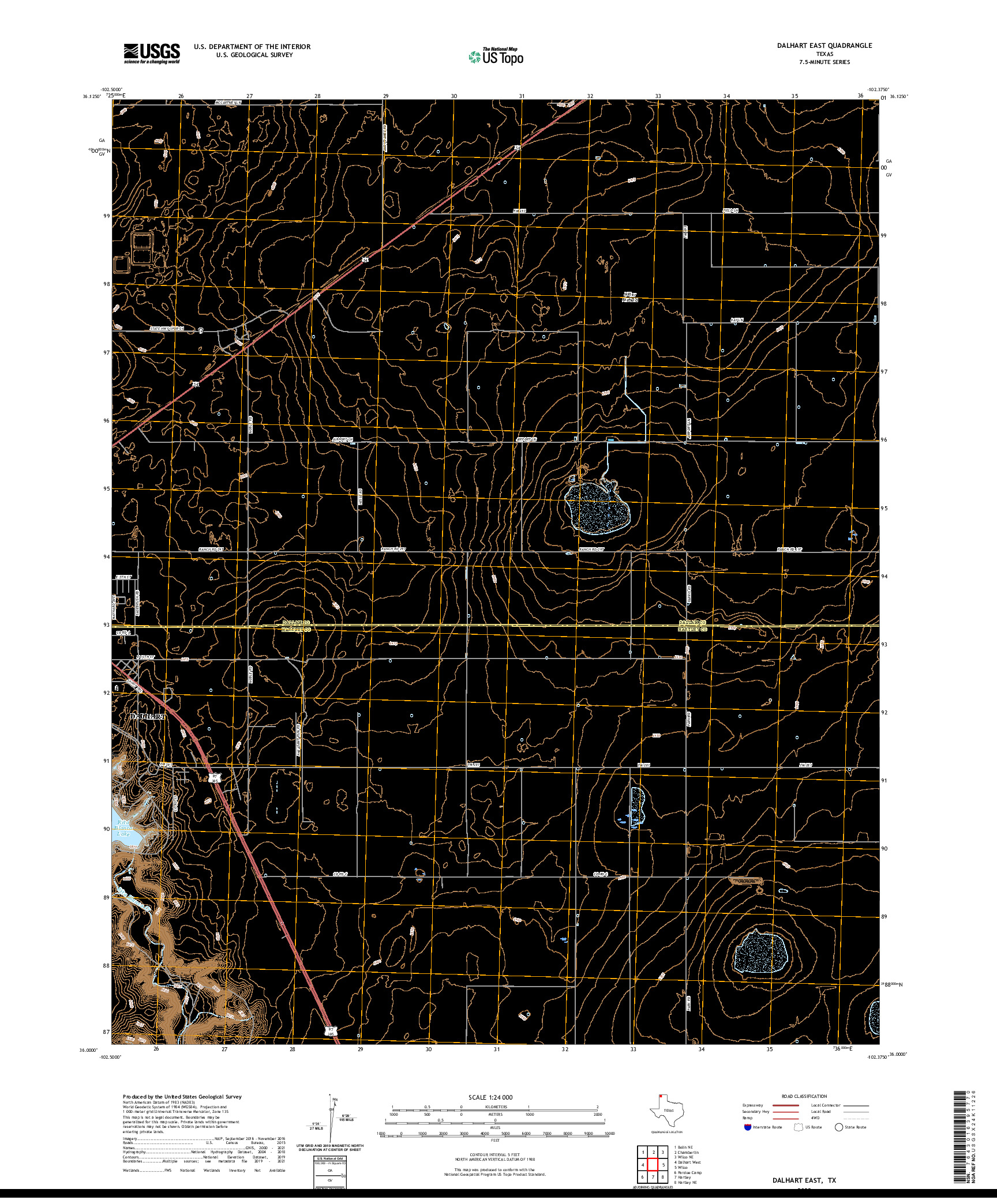 US TOPO 7.5-MINUTE MAP FOR DALHART EAST, TX