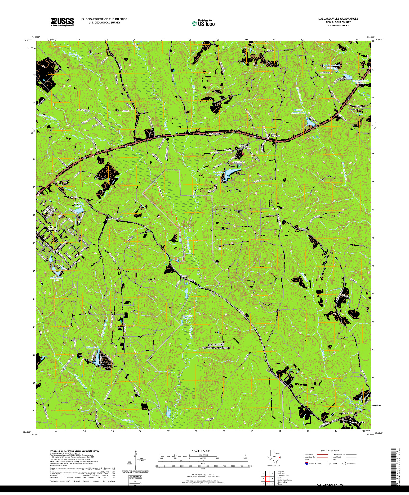 US TOPO 7.5-MINUTE MAP FOR DALLARDSVILLE, TX