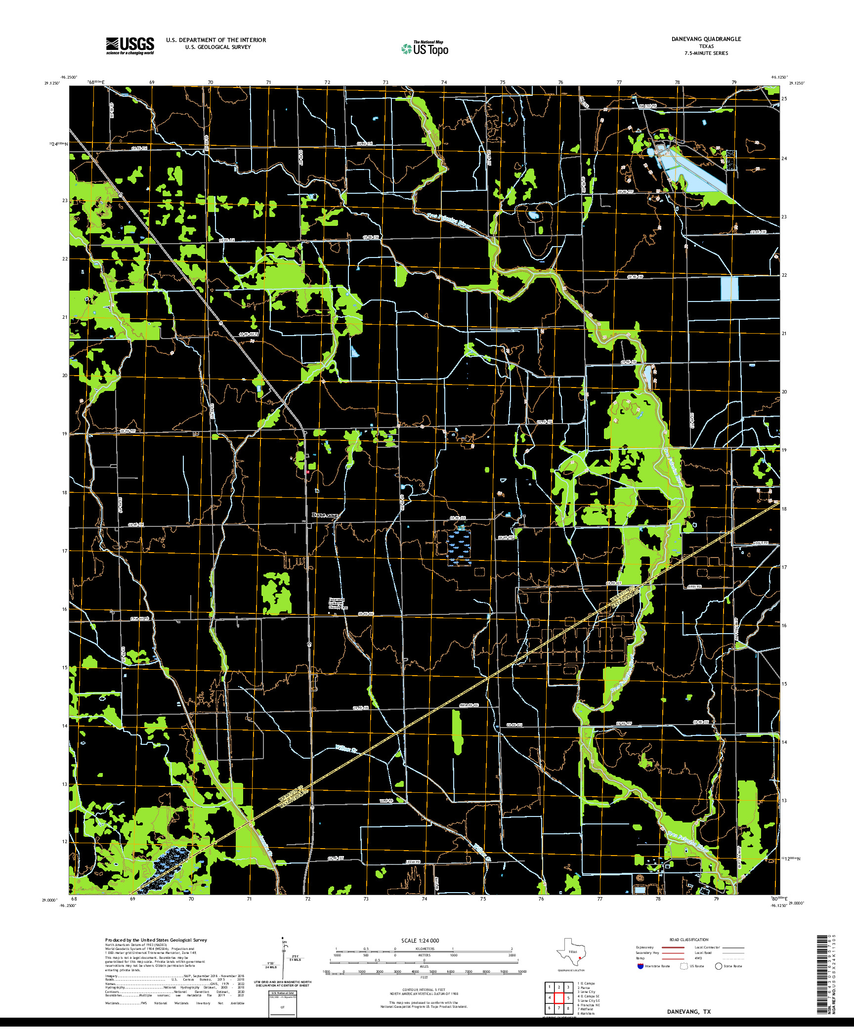 US TOPO 7.5-MINUTE MAP FOR DANEVANG, TX