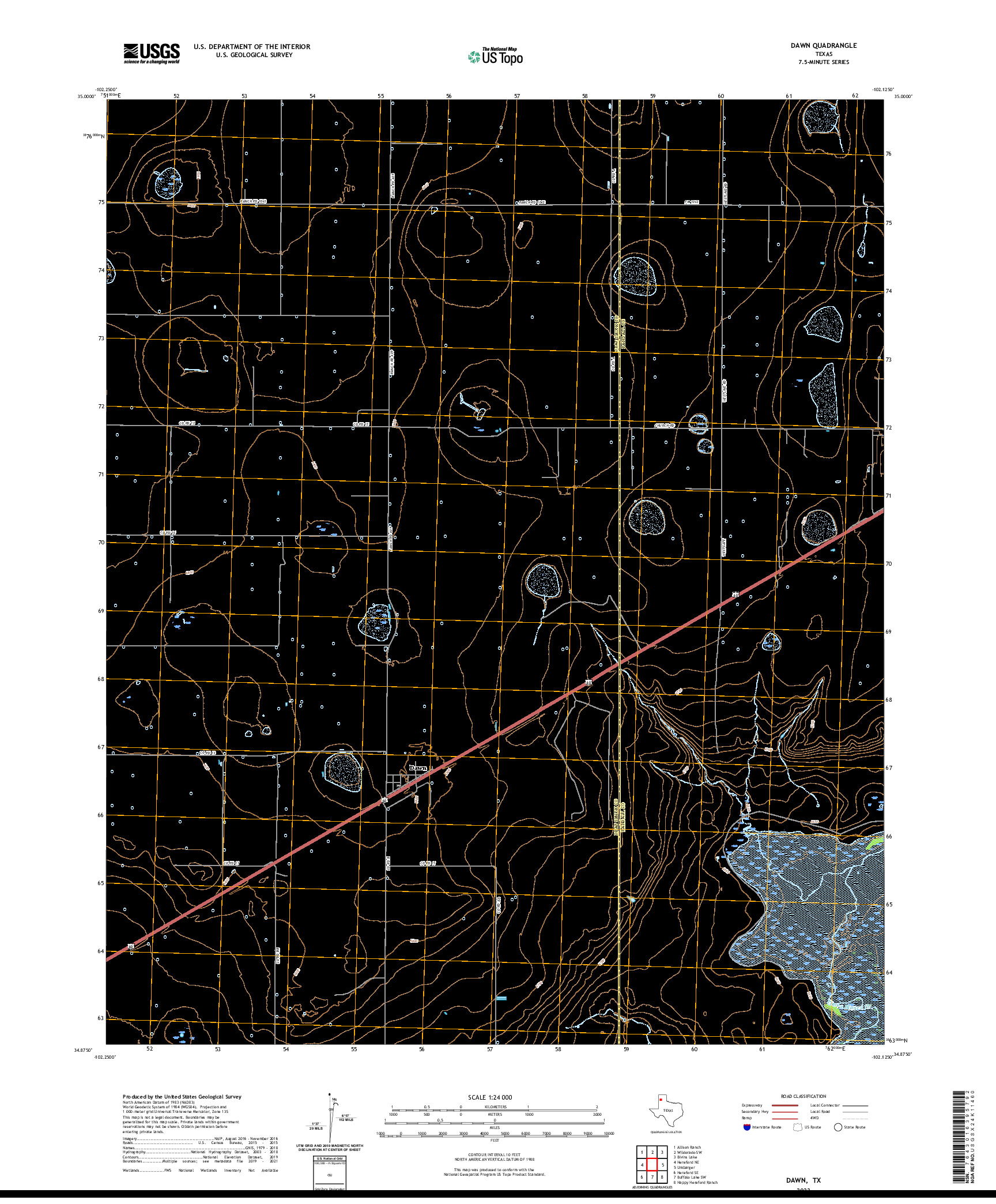 US TOPO 7.5-MINUTE MAP FOR DAWN, TX