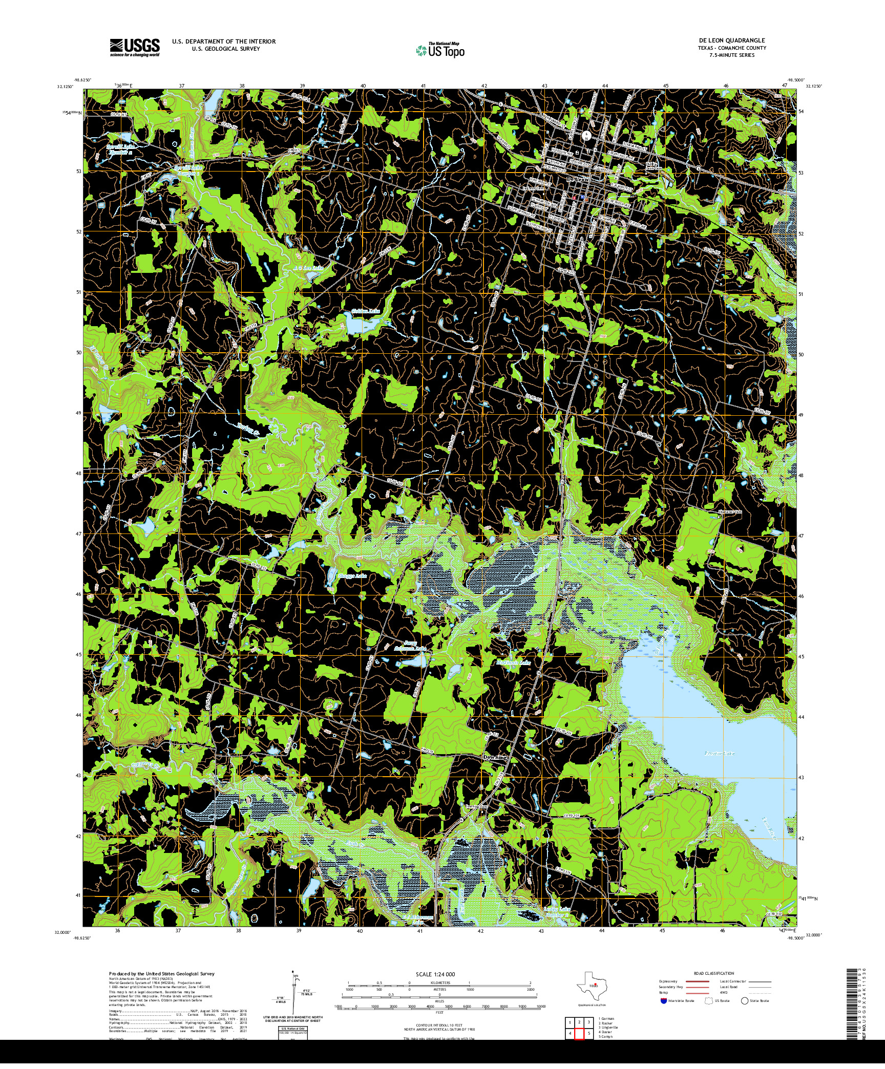 US TOPO 7.5-MINUTE MAP FOR DE LEON, TX