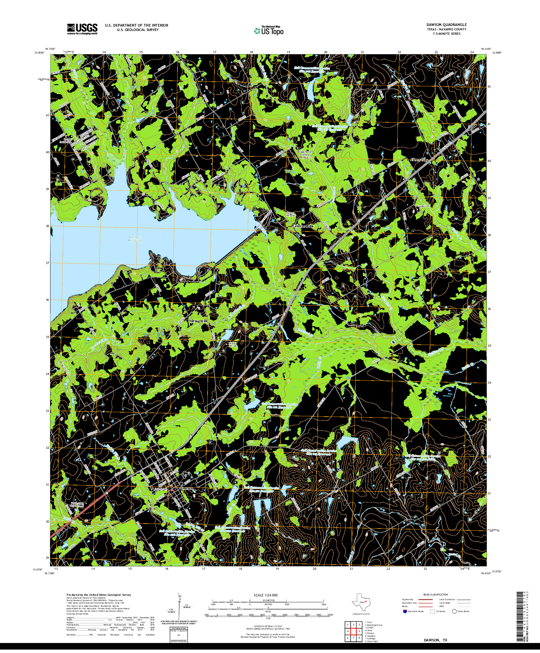 US TOPO 7.5-MINUTE MAP FOR DAWSON, TX