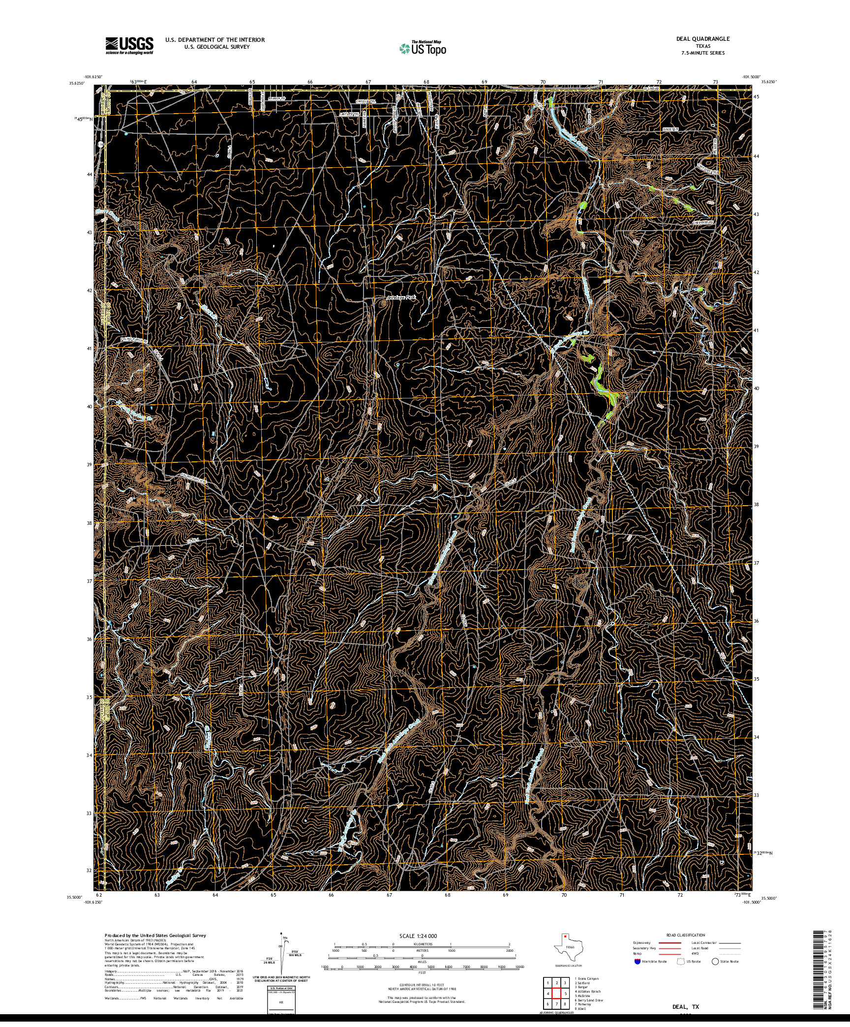 US TOPO 7.5-MINUTE MAP FOR DEAL, TX