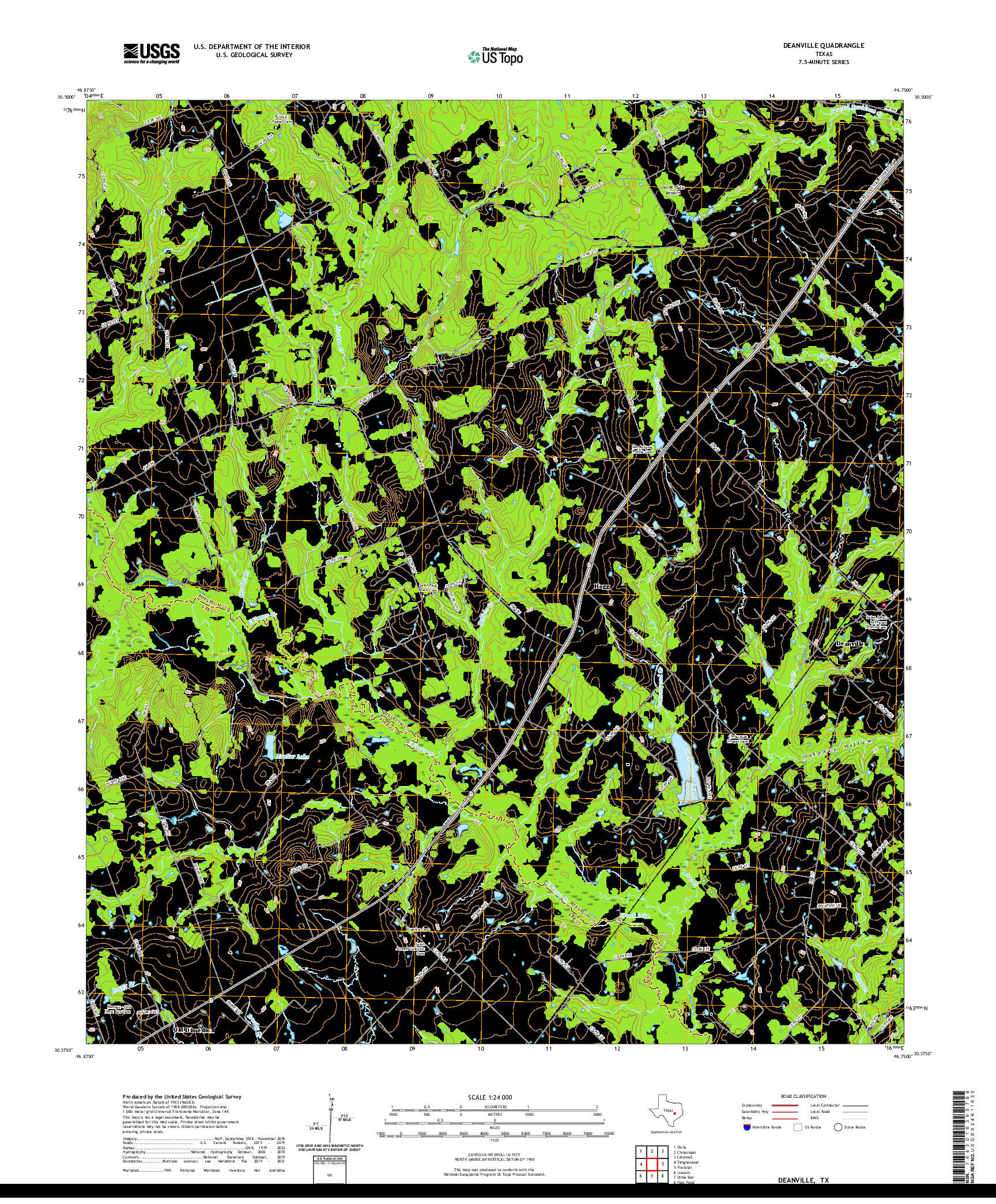 US TOPO 7.5-MINUTE MAP FOR DEANVILLE, TX