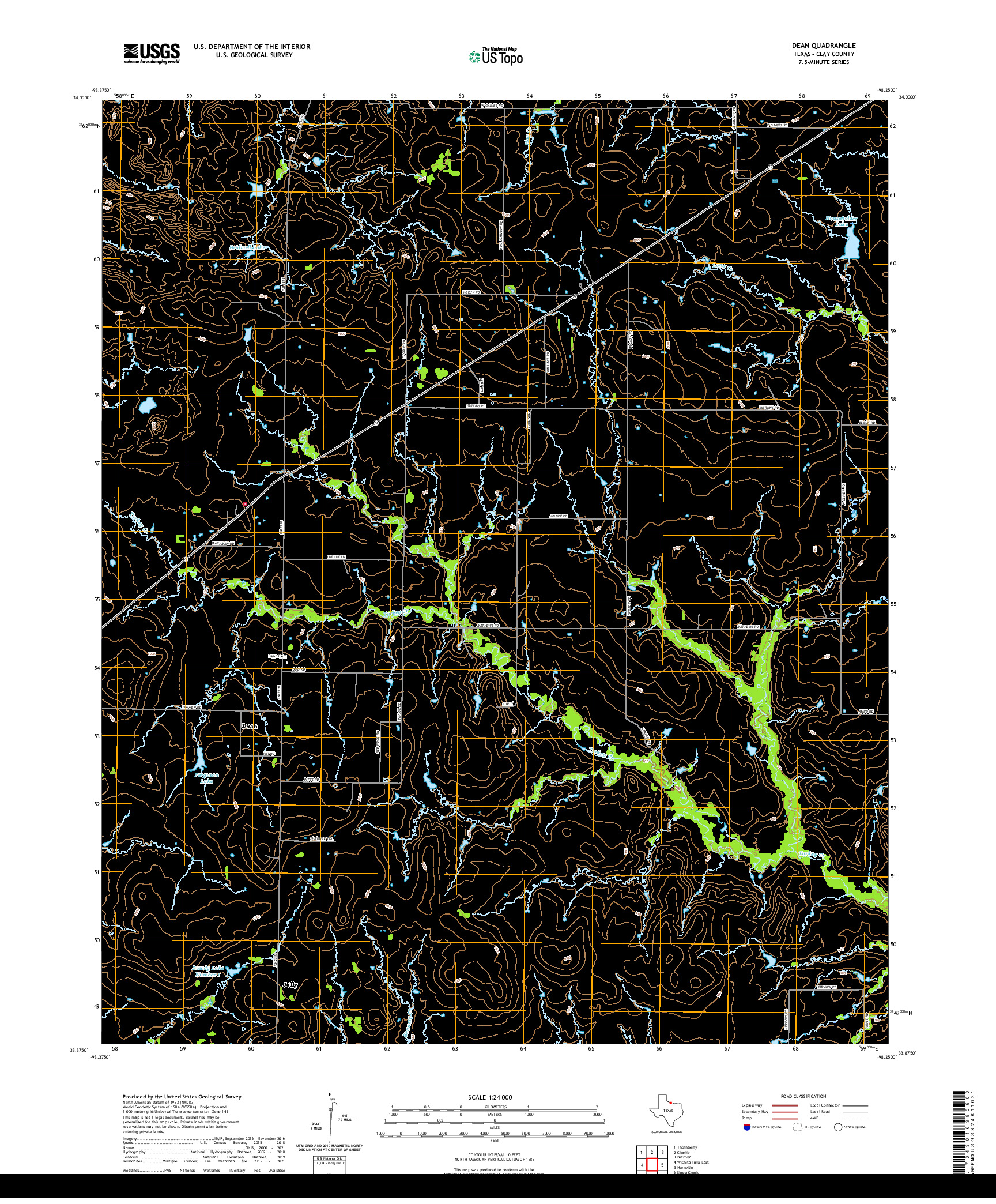 US TOPO 7.5-MINUTE MAP FOR DEAN, TX