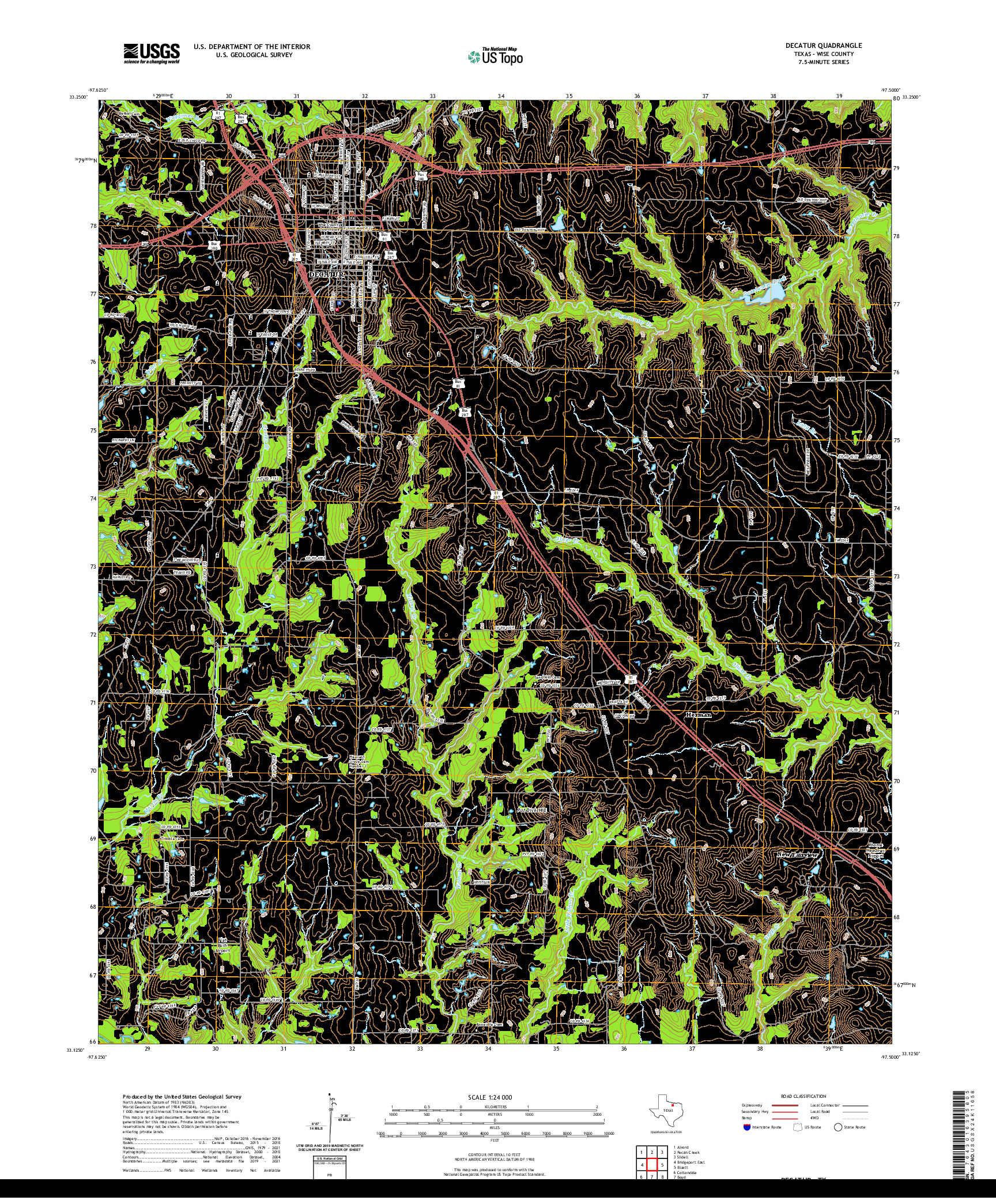 US TOPO 7.5-MINUTE MAP FOR DECATUR, TX