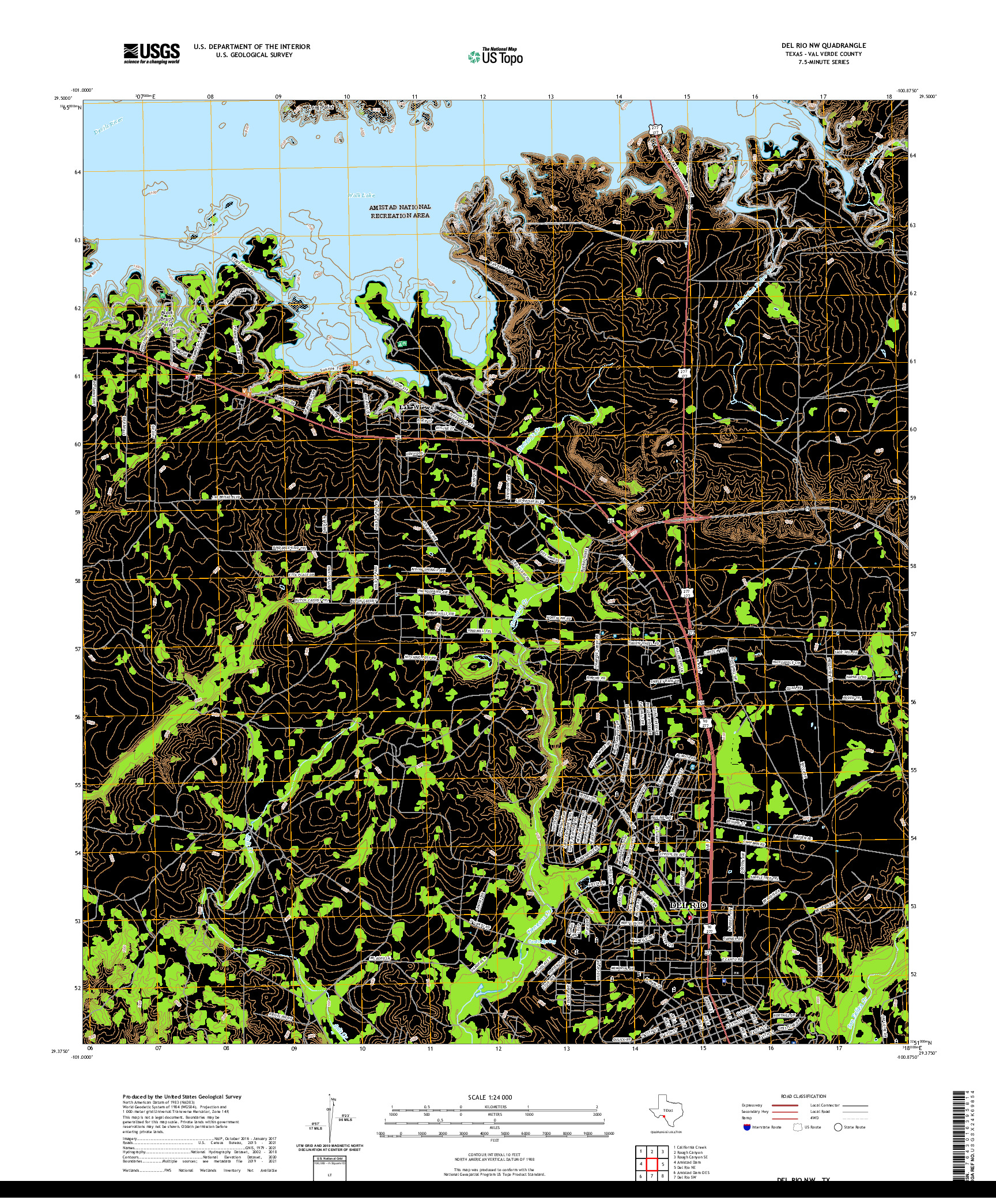 US TOPO 7.5-MINUTE MAP FOR DEL RIO NW, TX