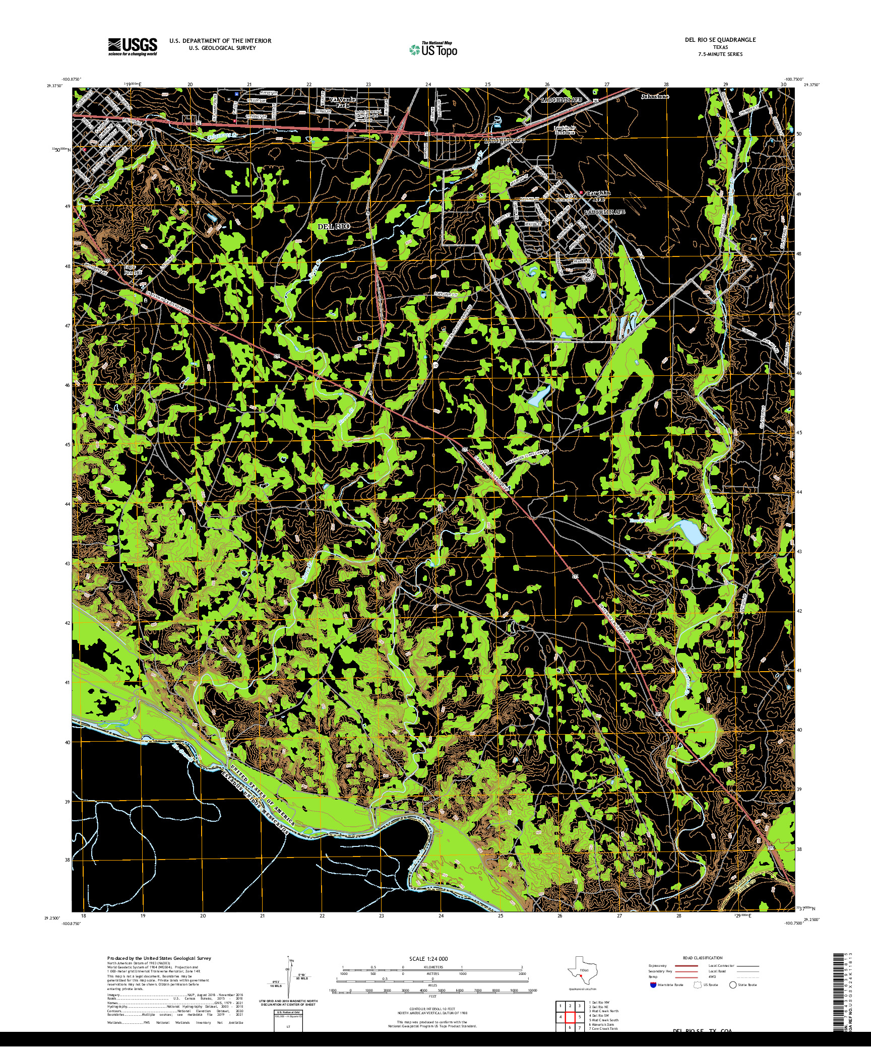 US TOPO 7.5-MINUTE MAP FOR DEL RIO SE, TX,COA