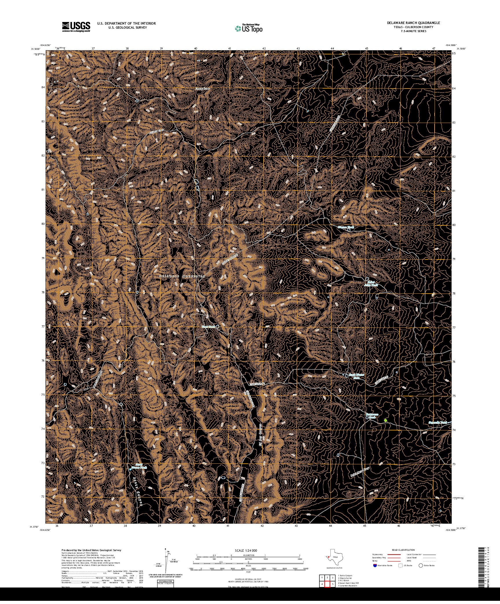 US TOPO 7.5-MINUTE MAP FOR DELAWARE RANCH, TX