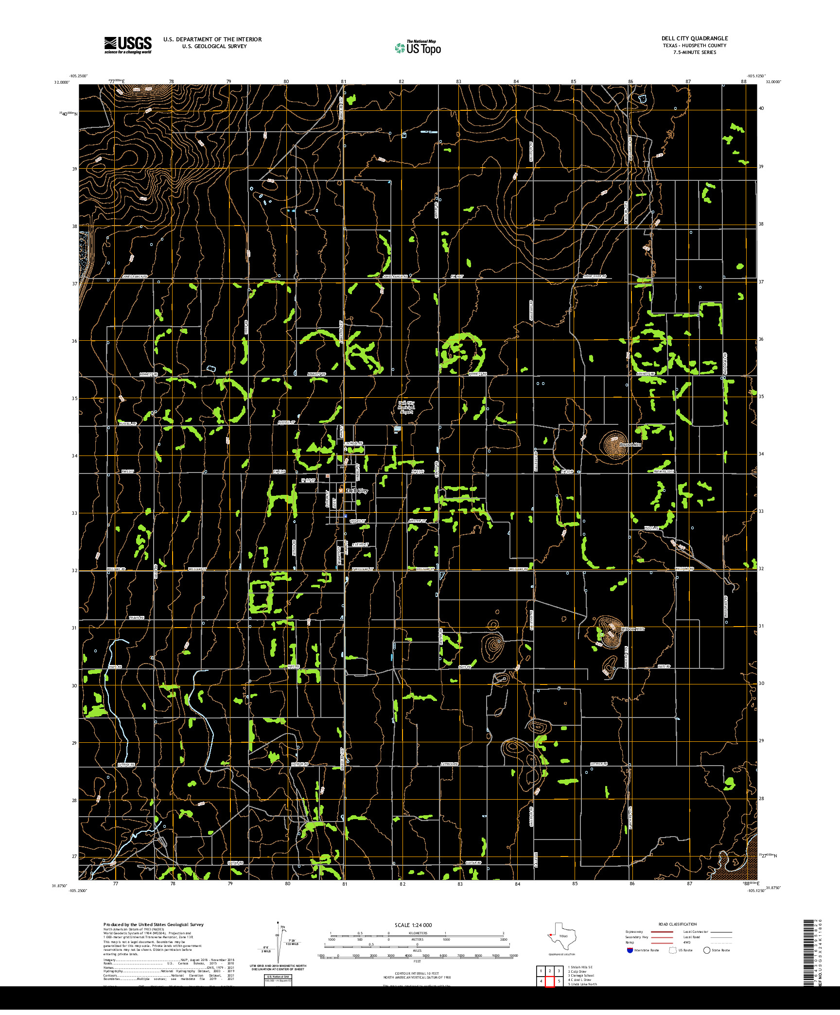 US TOPO 7.5-MINUTE MAP FOR DELL CITY, TX