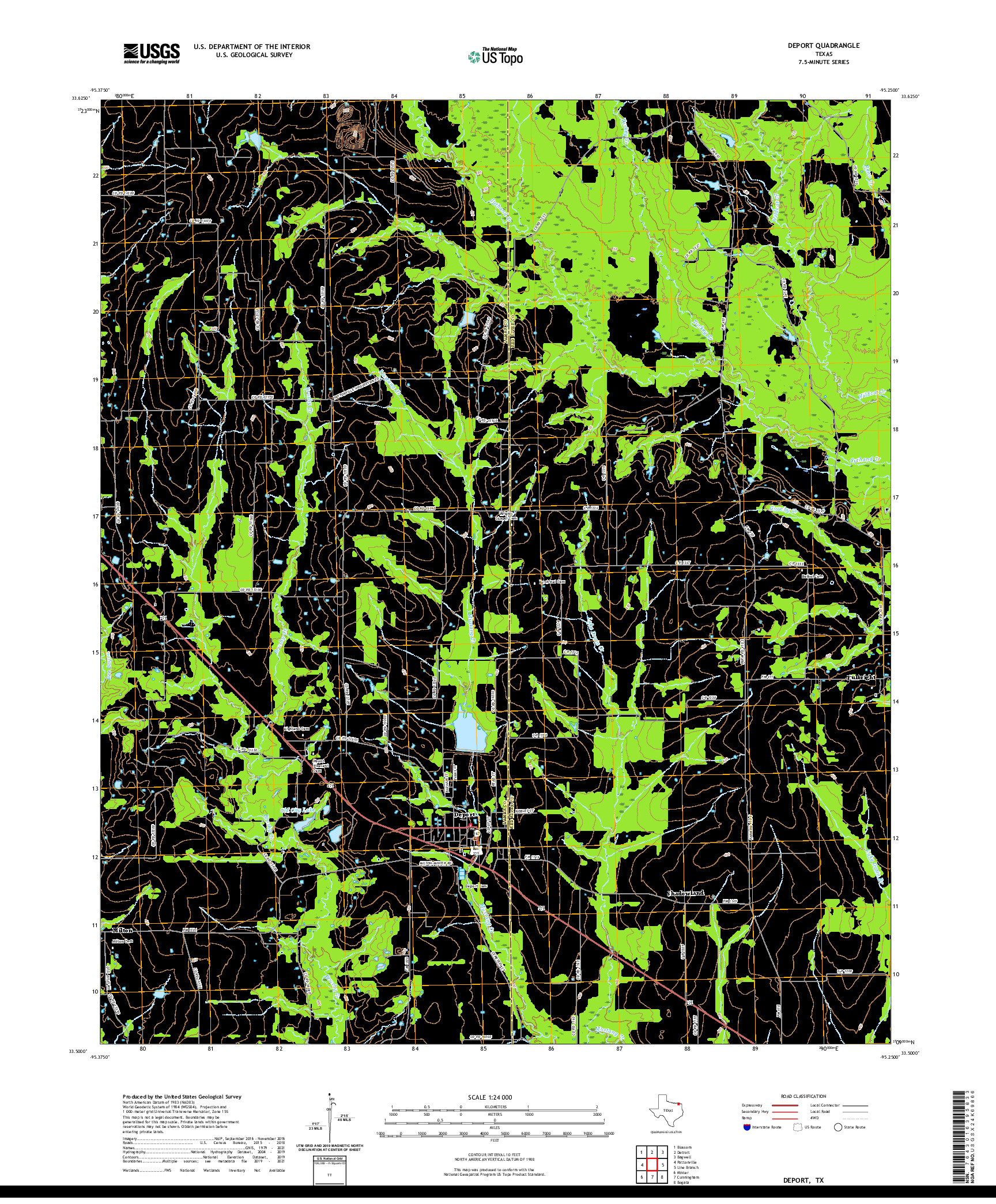 US TOPO 7.5-MINUTE MAP FOR DEPORT, TX