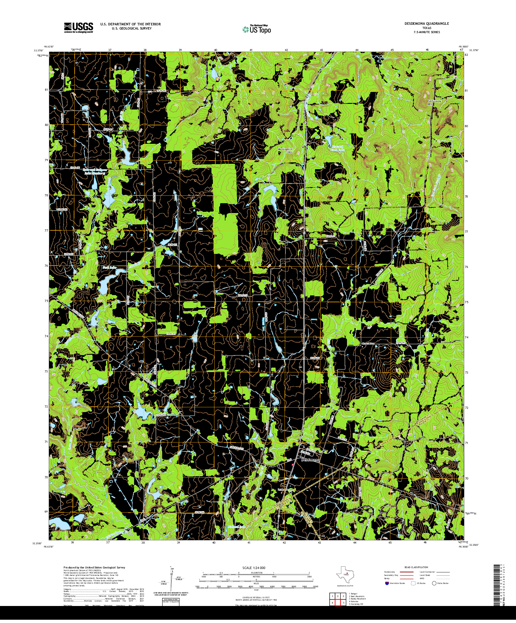 US TOPO 7.5-MINUTE MAP FOR DESDEMONA, TX