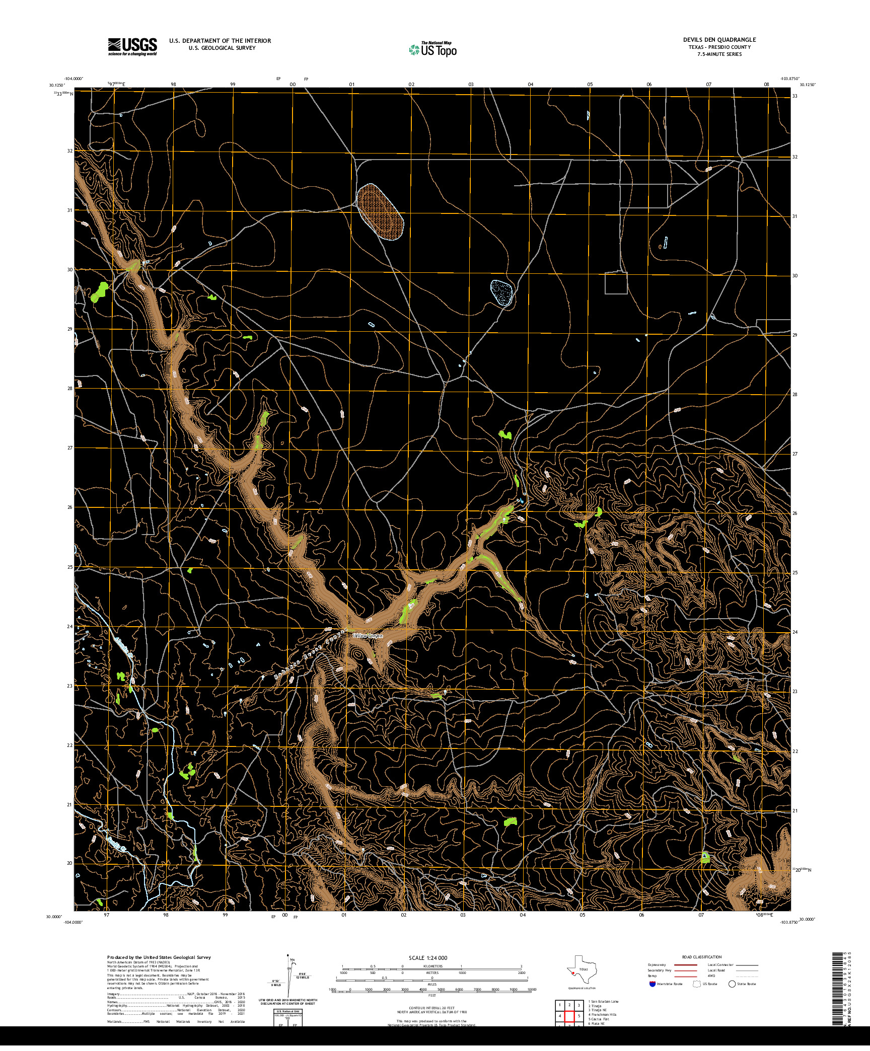 US TOPO 7.5-MINUTE MAP FOR DEVILS DEN, TX