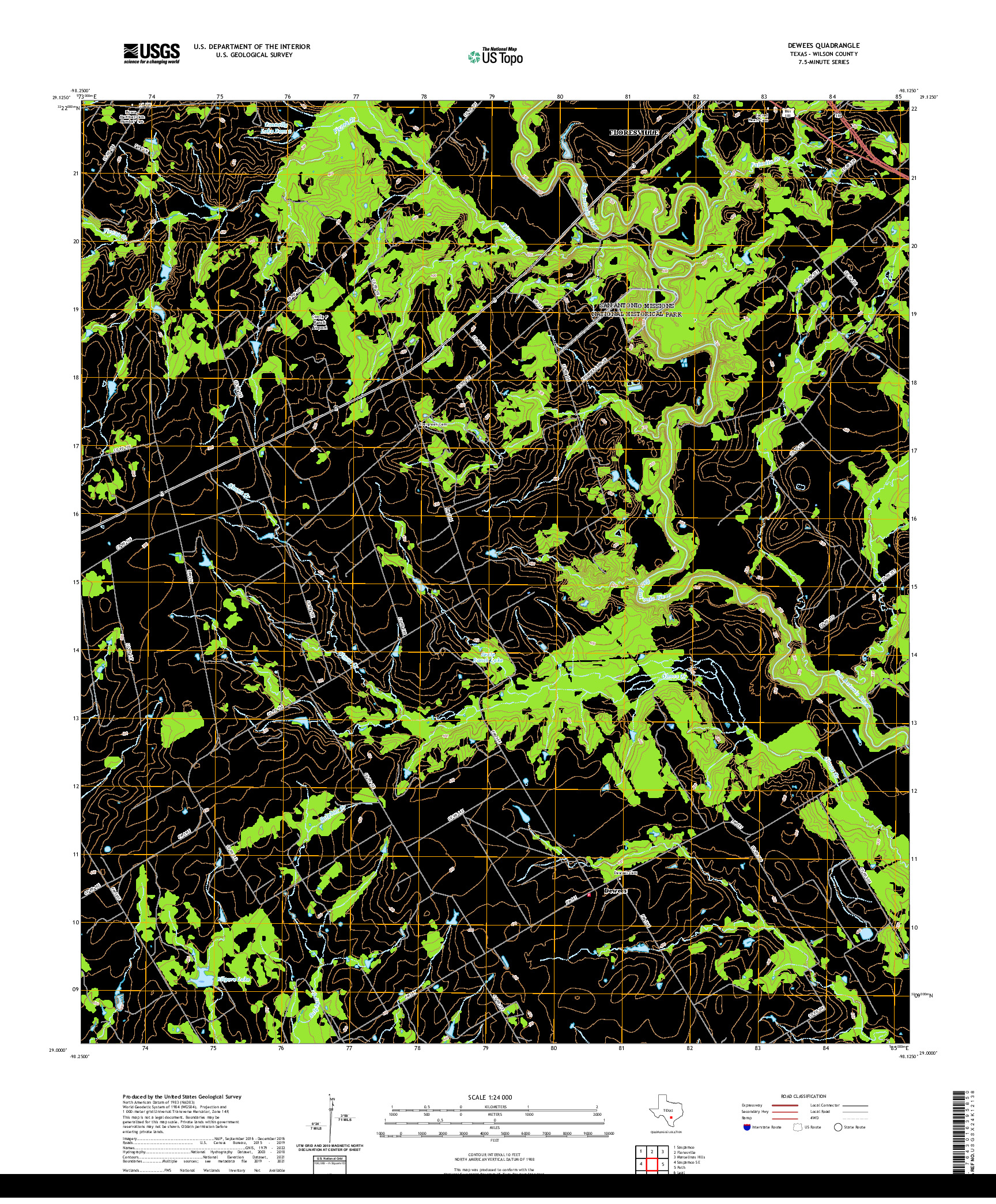 US TOPO 7.5-MINUTE MAP FOR DEWEES, TX