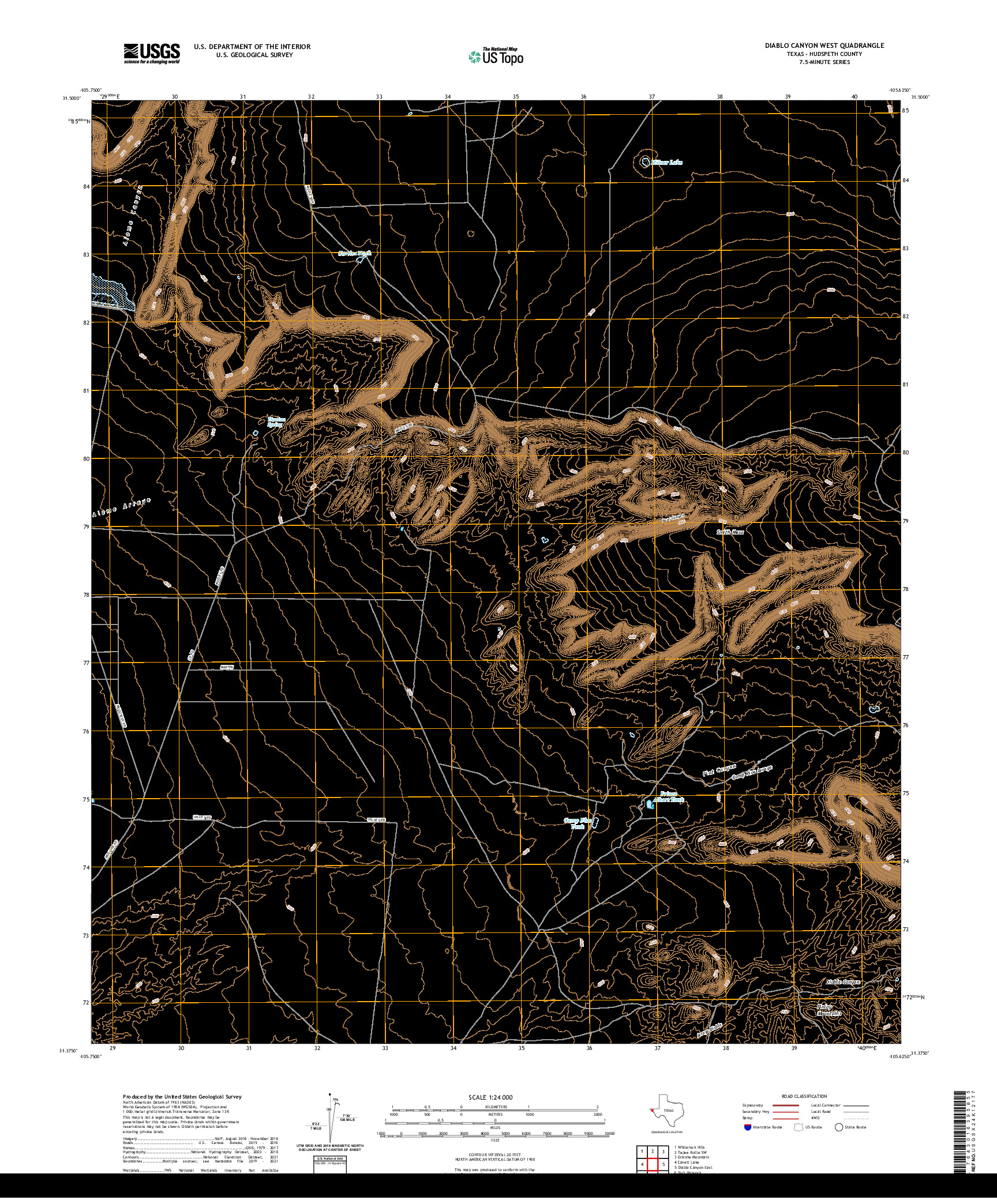 US TOPO 7.5-MINUTE MAP FOR DIABLO CANYON WEST, TX