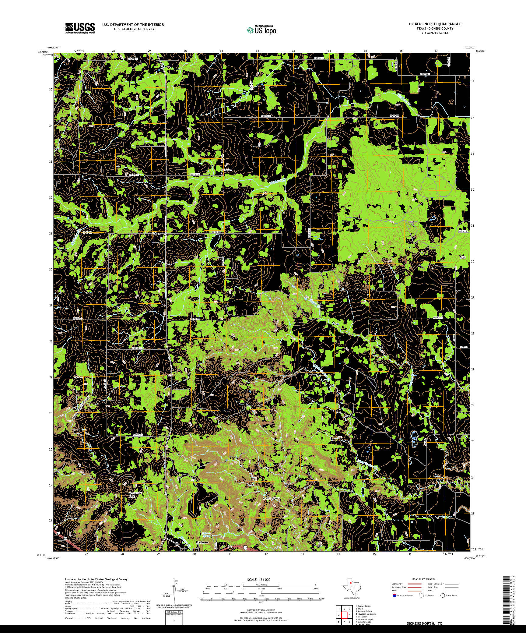 US TOPO 7.5-MINUTE MAP FOR DICKENS NORTH, TX