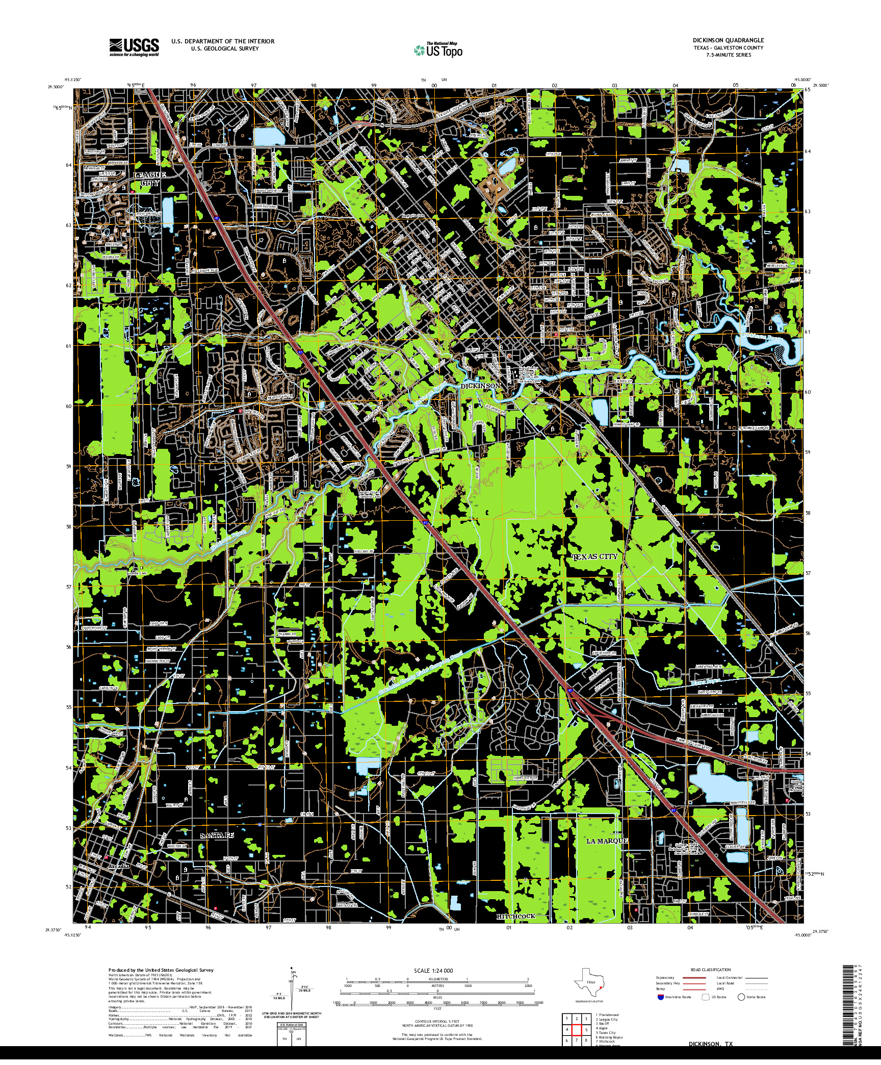 US TOPO 7.5-MINUTE MAP FOR DICKINSON, TX