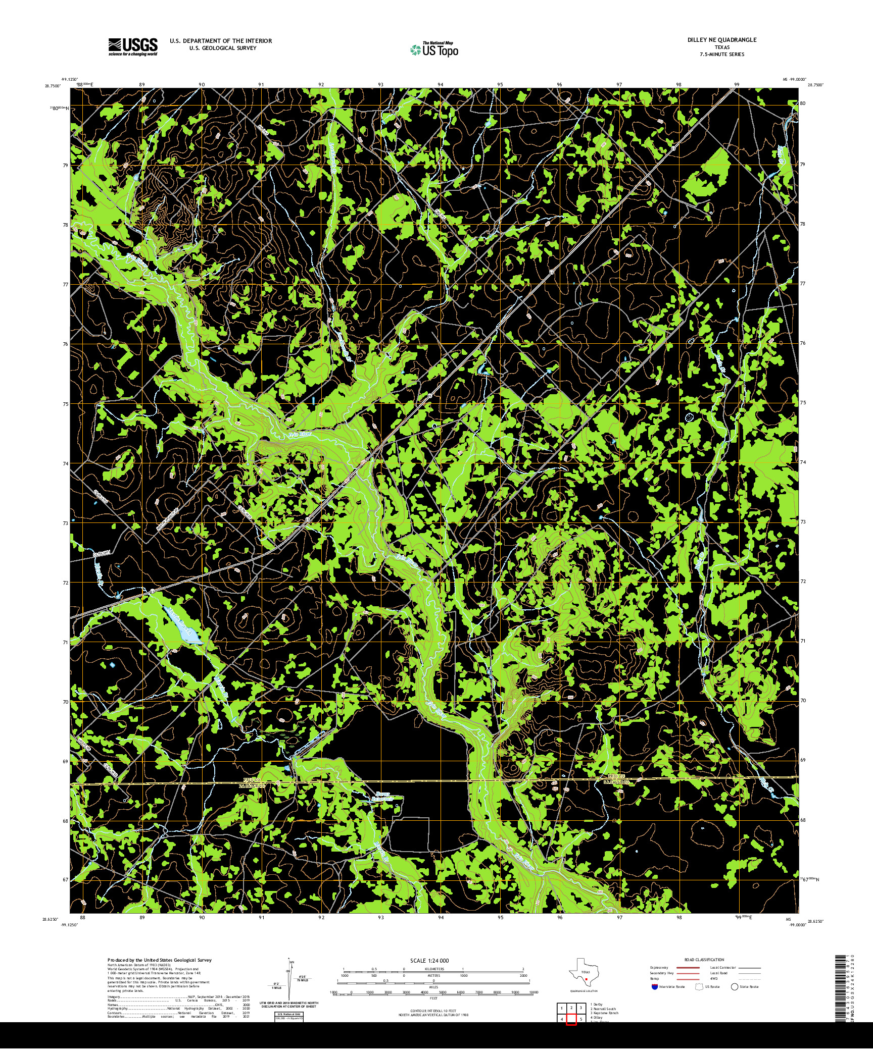 US TOPO 7.5-MINUTE MAP FOR DILLEY NE, TX