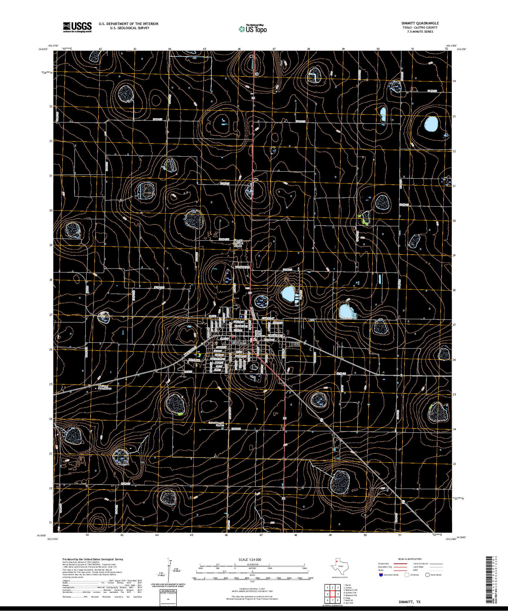 US TOPO 7.5-MINUTE MAP FOR DIMMITT, TX