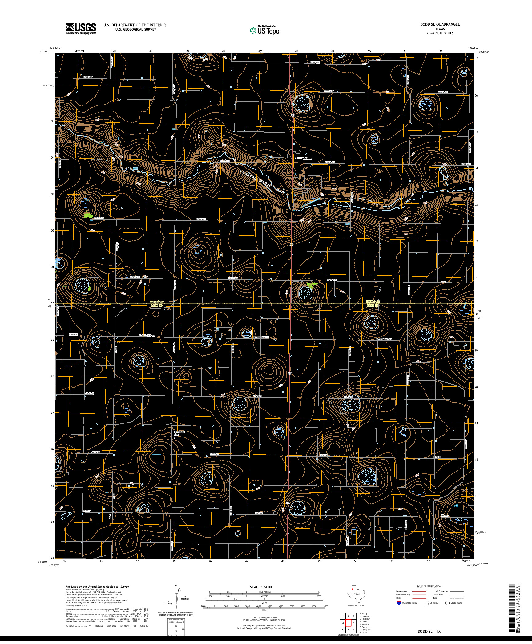 US TOPO 7.5-MINUTE MAP FOR DODD SE, TX