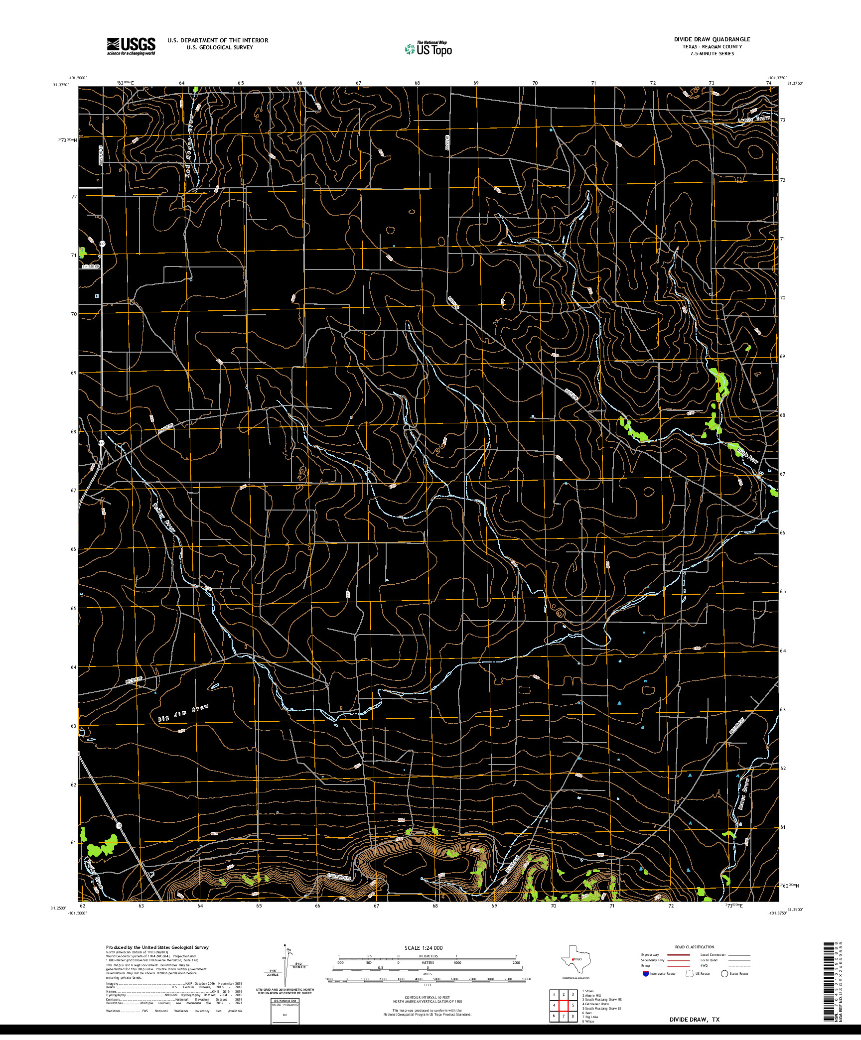 US TOPO 7.5-MINUTE MAP FOR DIVIDE DRAW, TX