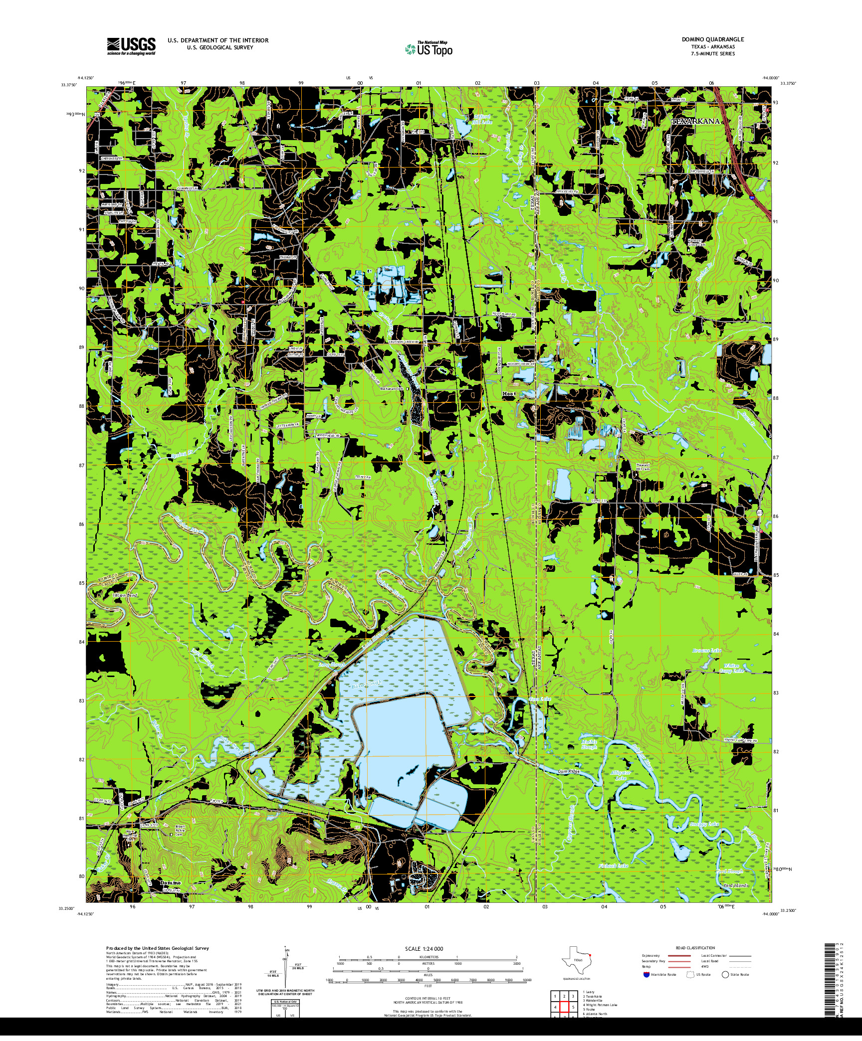 US TOPO 7.5-MINUTE MAP FOR DOMINO, TX,AR