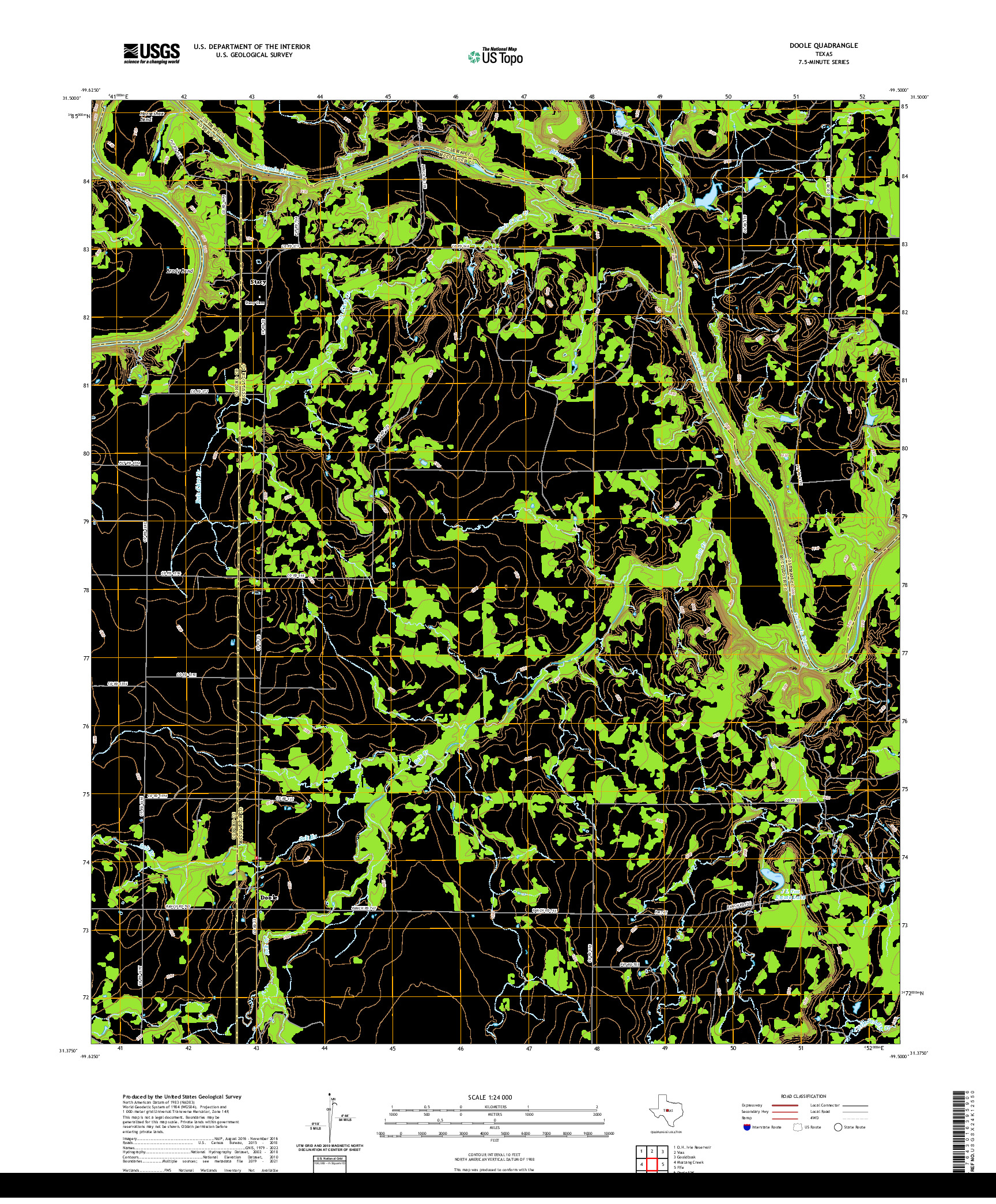 US TOPO 7.5-MINUTE MAP FOR DOOLE, TX