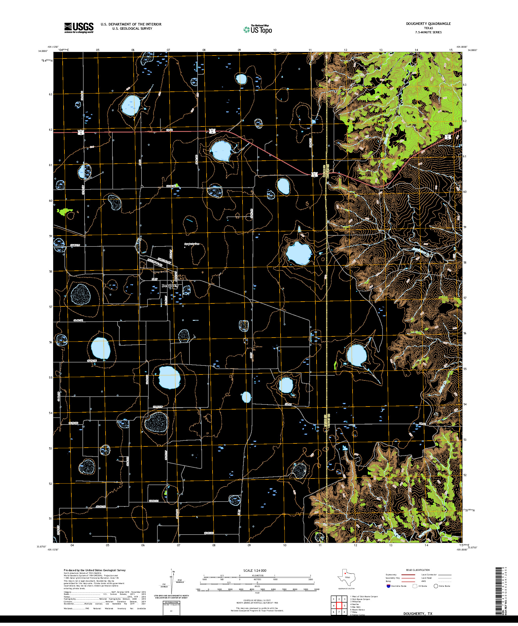 US TOPO 7.5-MINUTE MAP FOR DOUGHERTY, TX