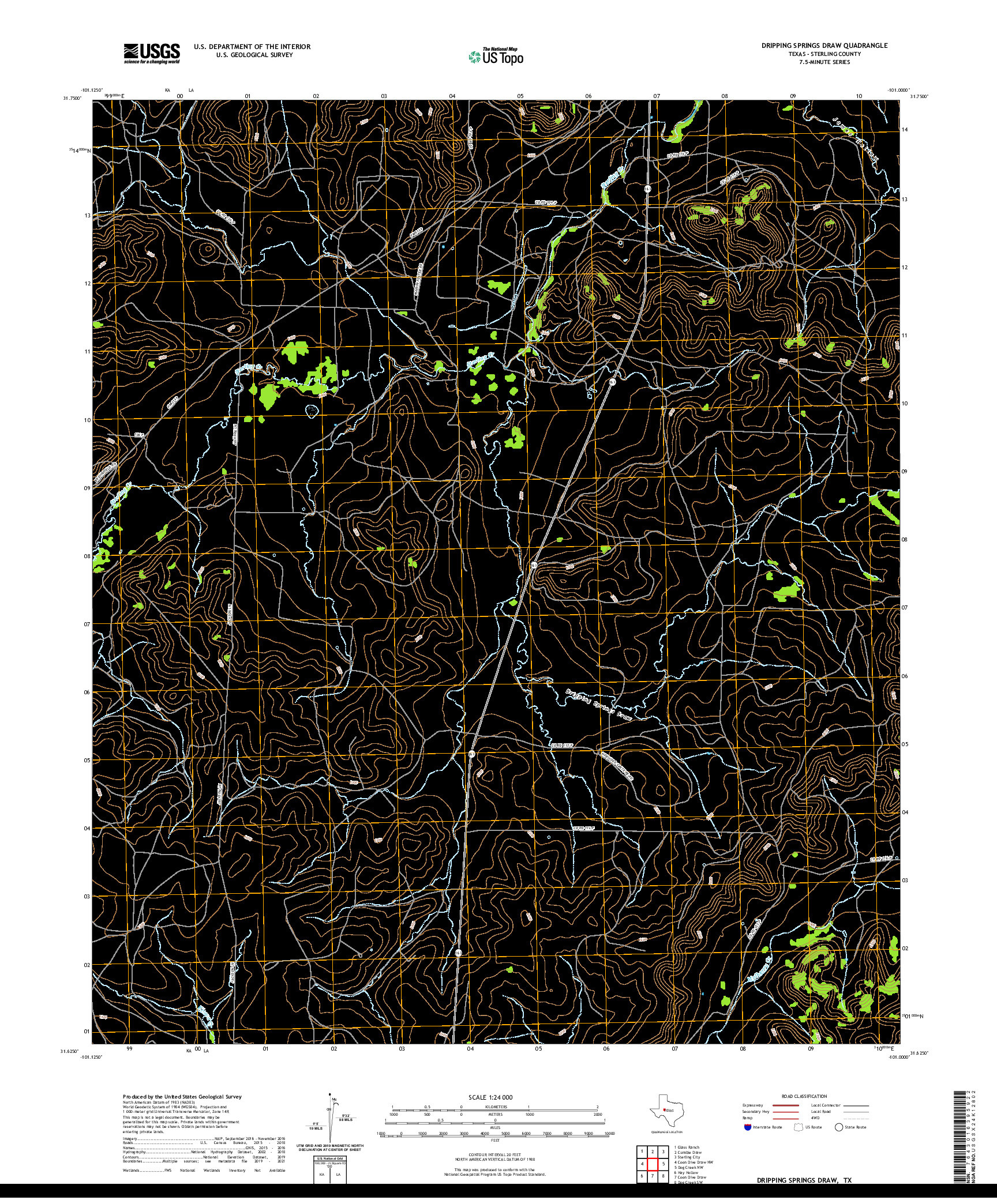 US TOPO 7.5-MINUTE MAP FOR DRIPPING SPRINGS DRAW, TX