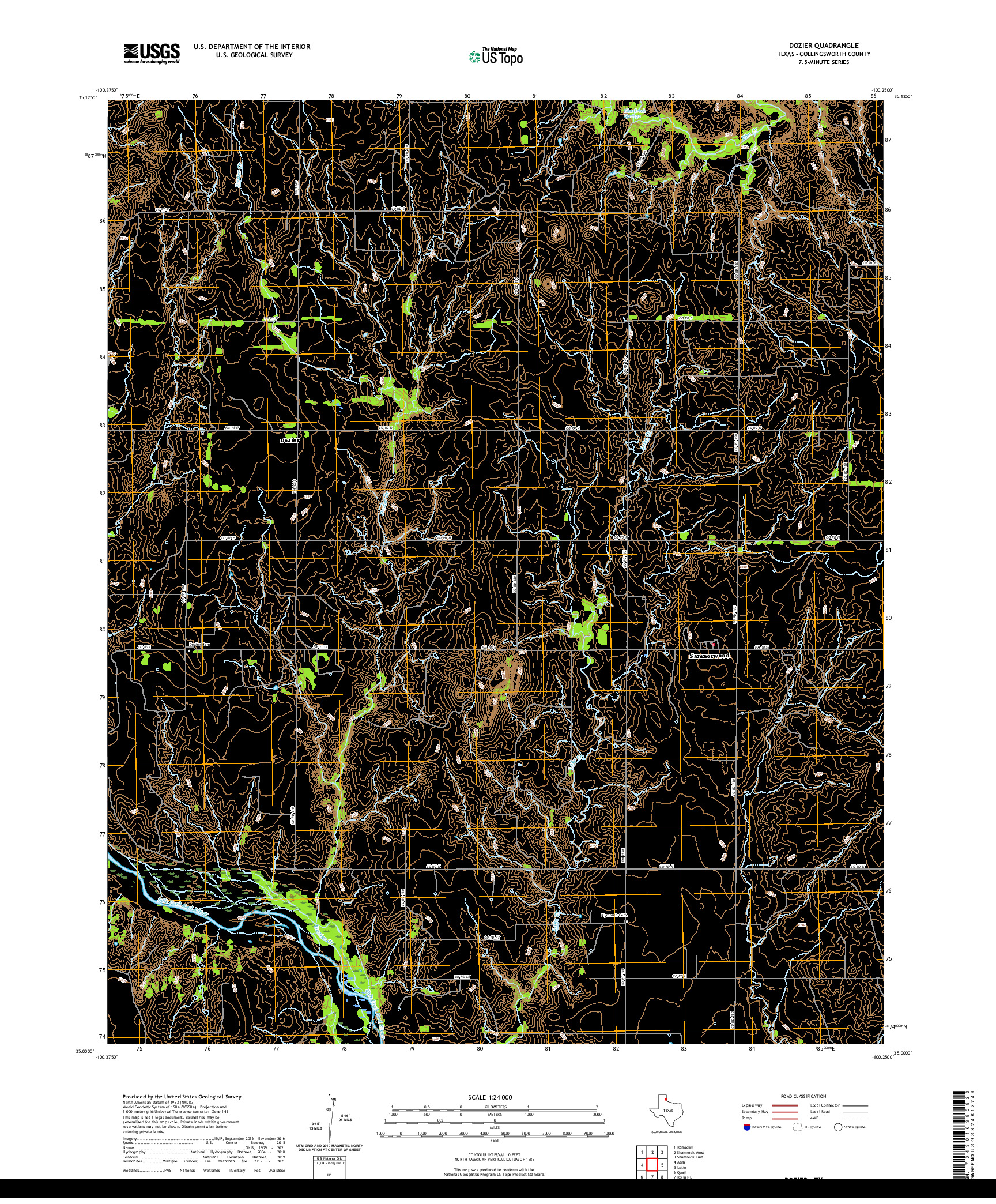 US TOPO 7.5-MINUTE MAP FOR DOZIER, TX